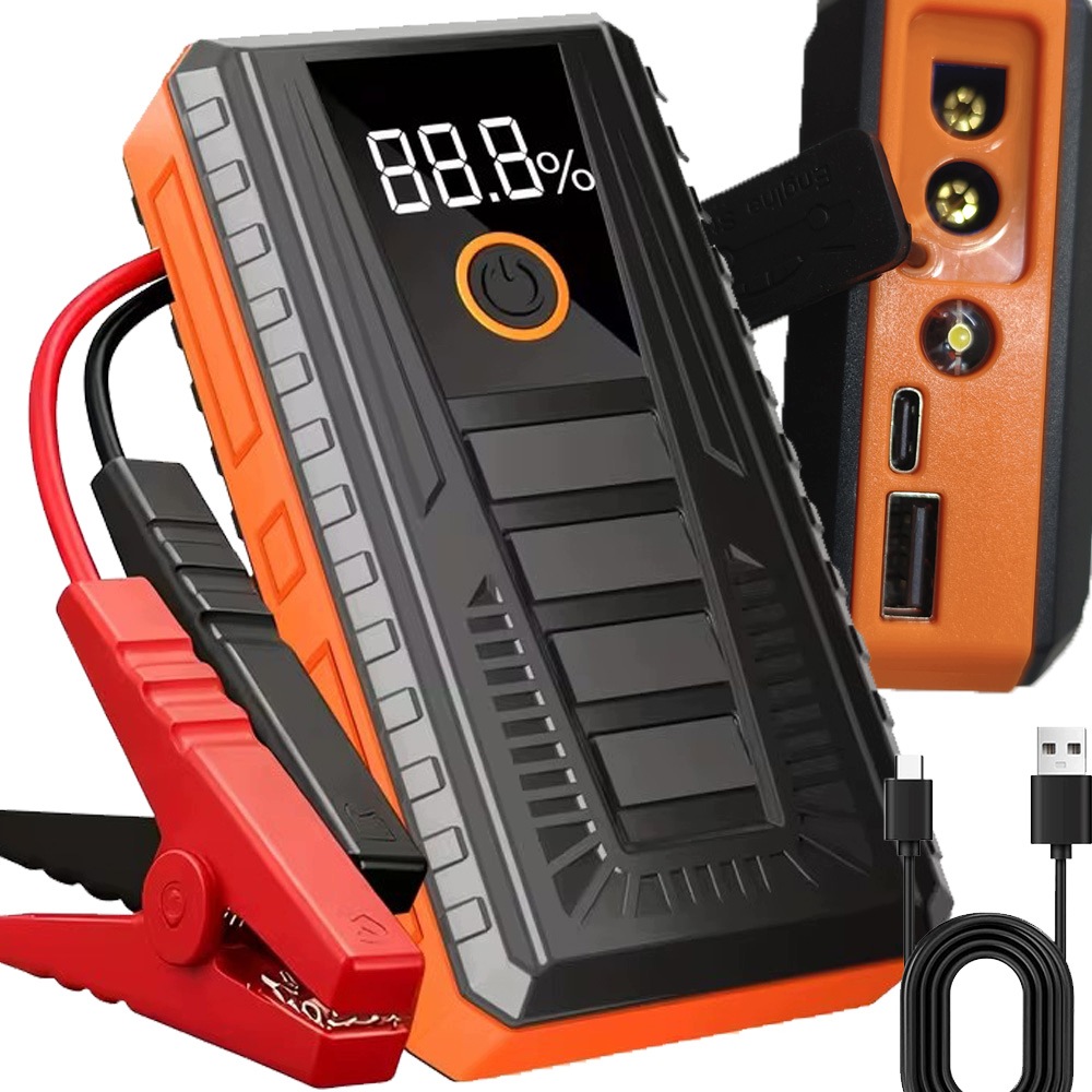 Výkonný Startér Jump Booster Powerbanka Led Světlem Set 6000mah