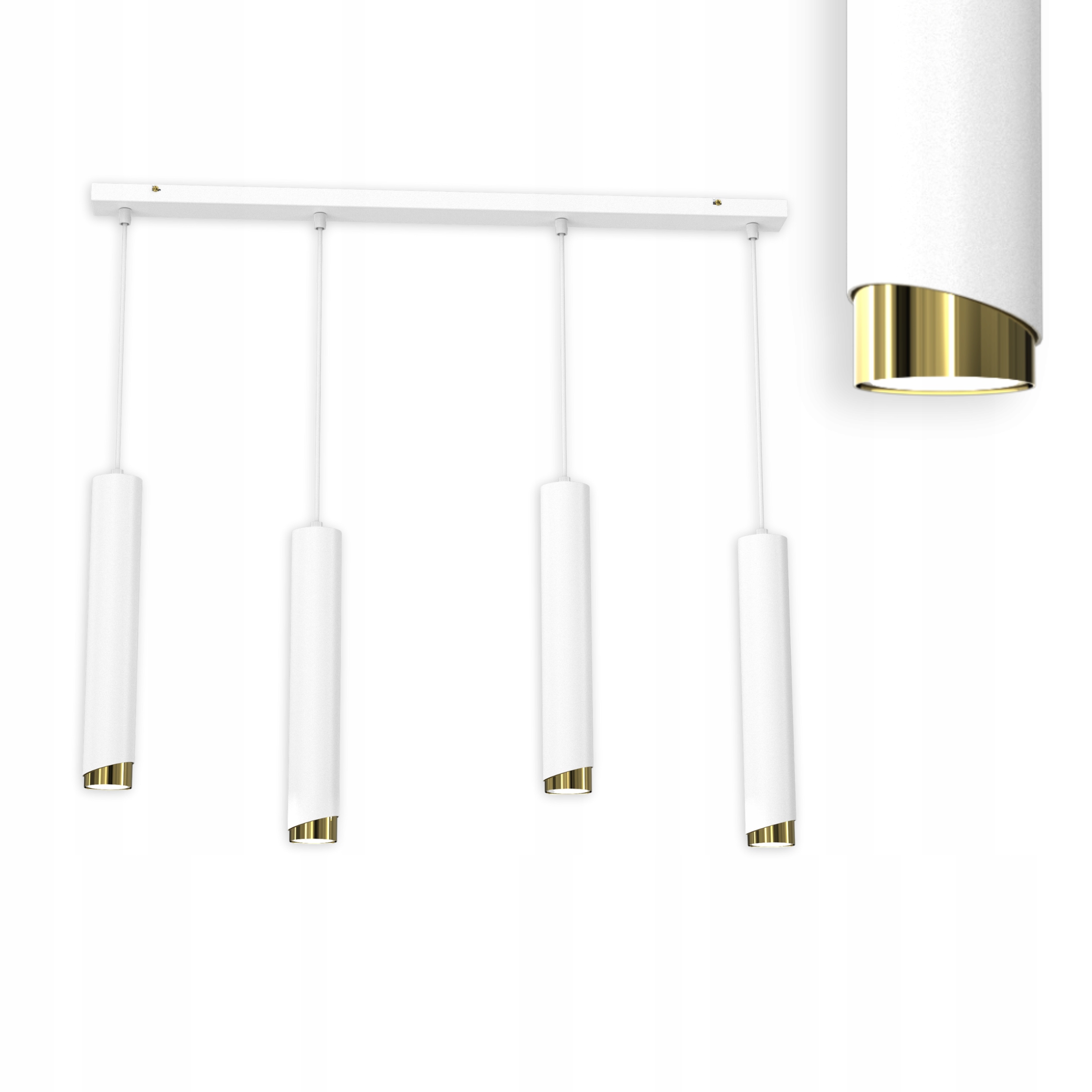 Závěsné Stropní Svítidlo Kovová Trubka GU10 Loft Spot Bílá Sopel 90 CM