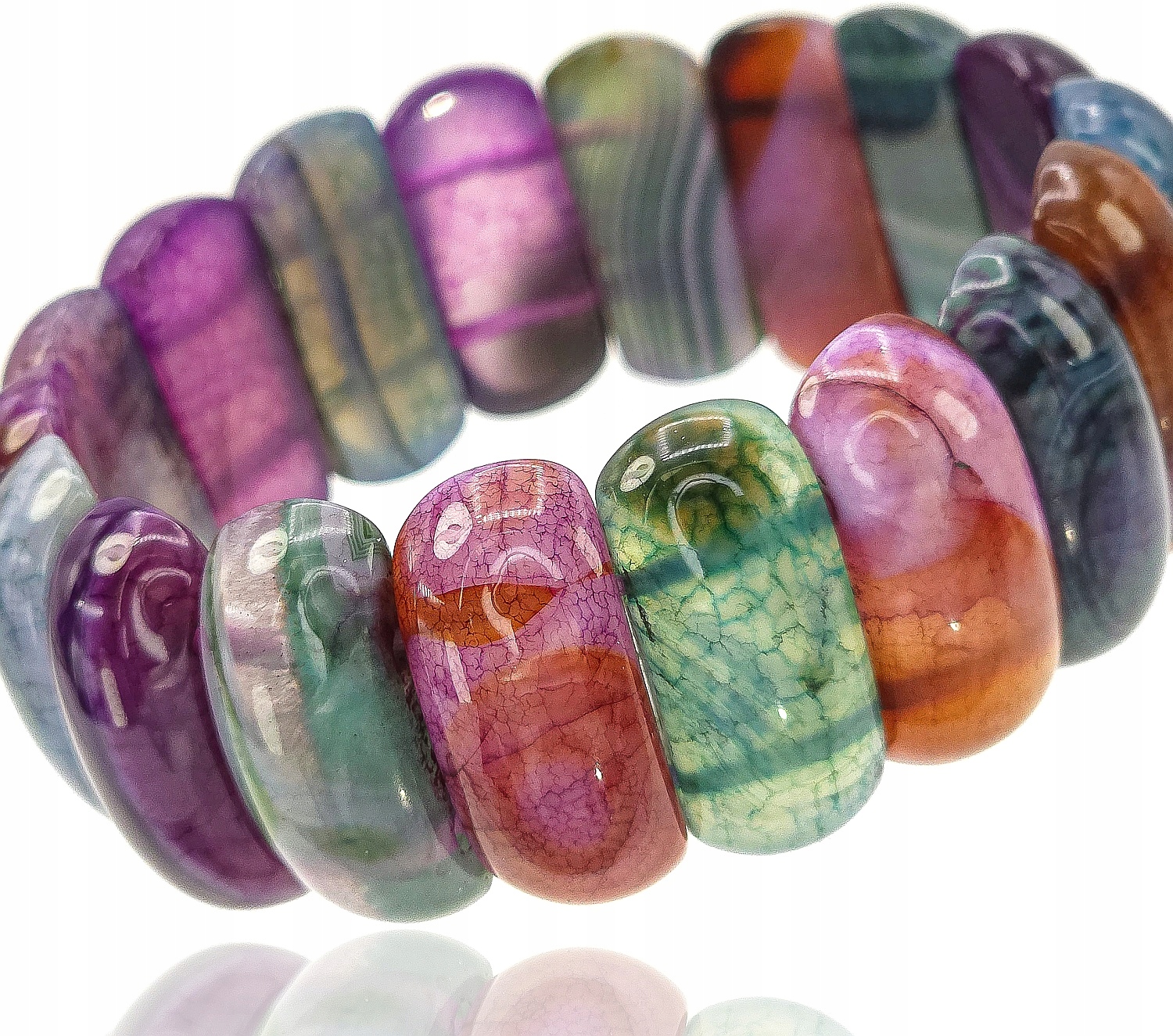 Hadí achát Nádherný přírodní barevný náramek