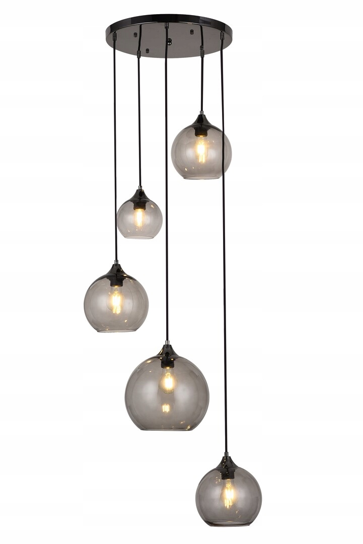 Závěsné svítidlo koule skleněné E27 5x40W barva černá 6440 Tanesha Rabalux
