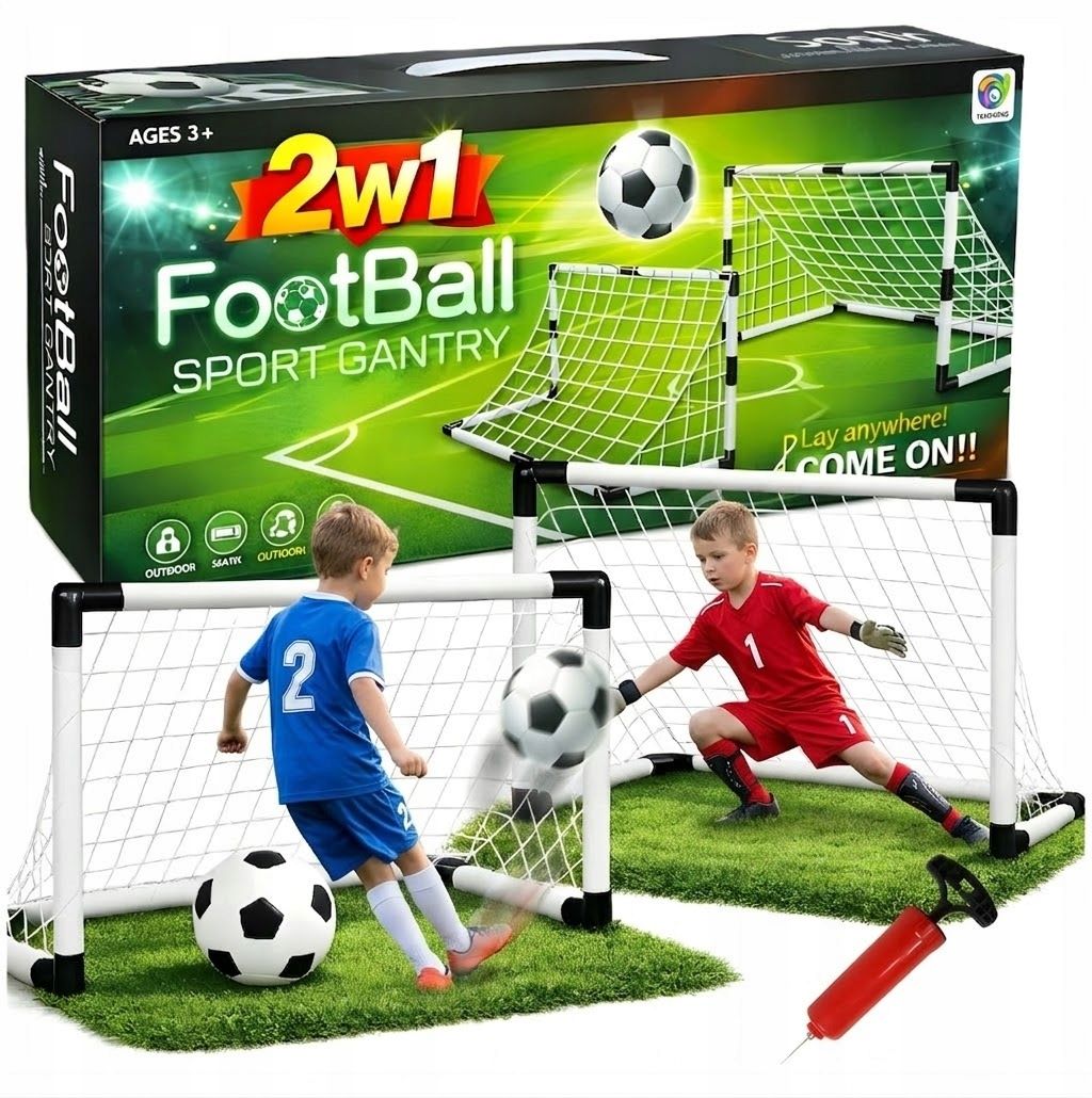 Bramki piłkarskie dla dzieci 2 szt. 95x70 2 piłki pompka Zestaw 5w1