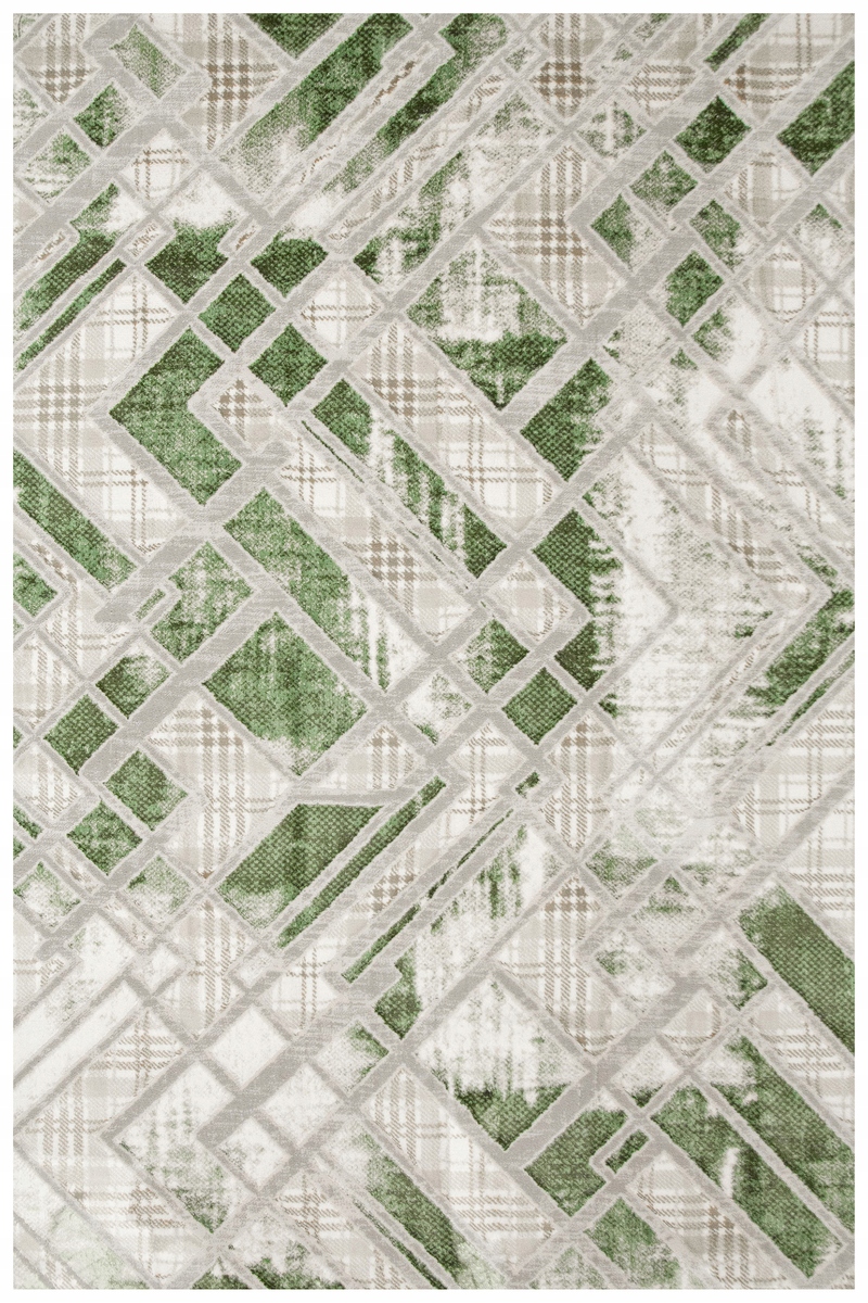 240x330 cm Modny Dywan Garda Dwupoziomowy Zielone Beżowe Romby Marmur