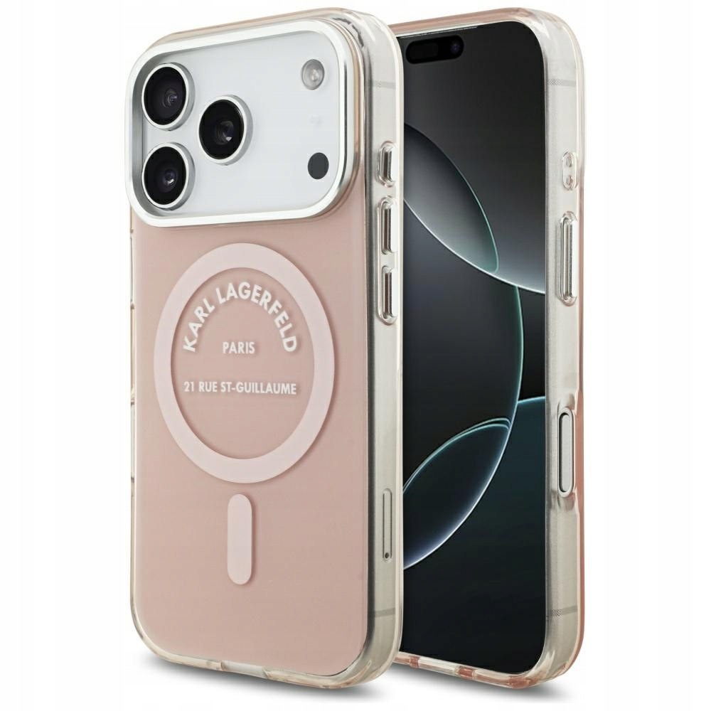 Pouzdro Karl Lagerfeld IML Karl Rsg Logo MagSafe pro iPhone 17 Pro, růžové