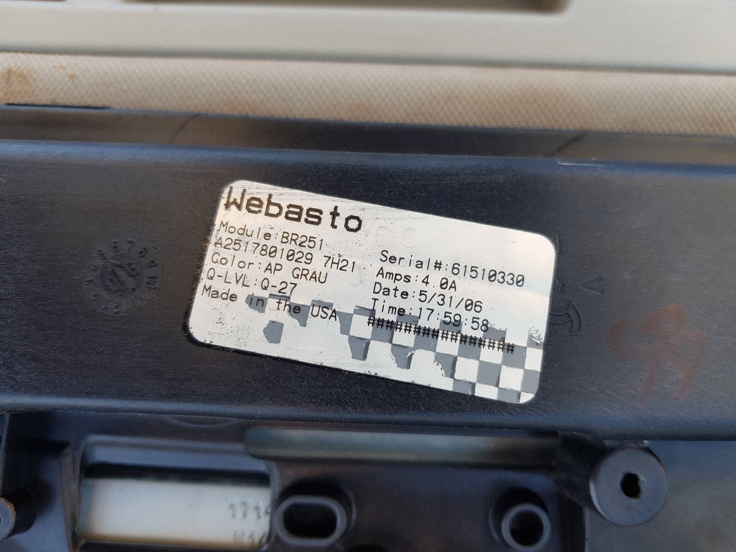 Schiebedach MERCEDES W251 R-KLASA A2517801029