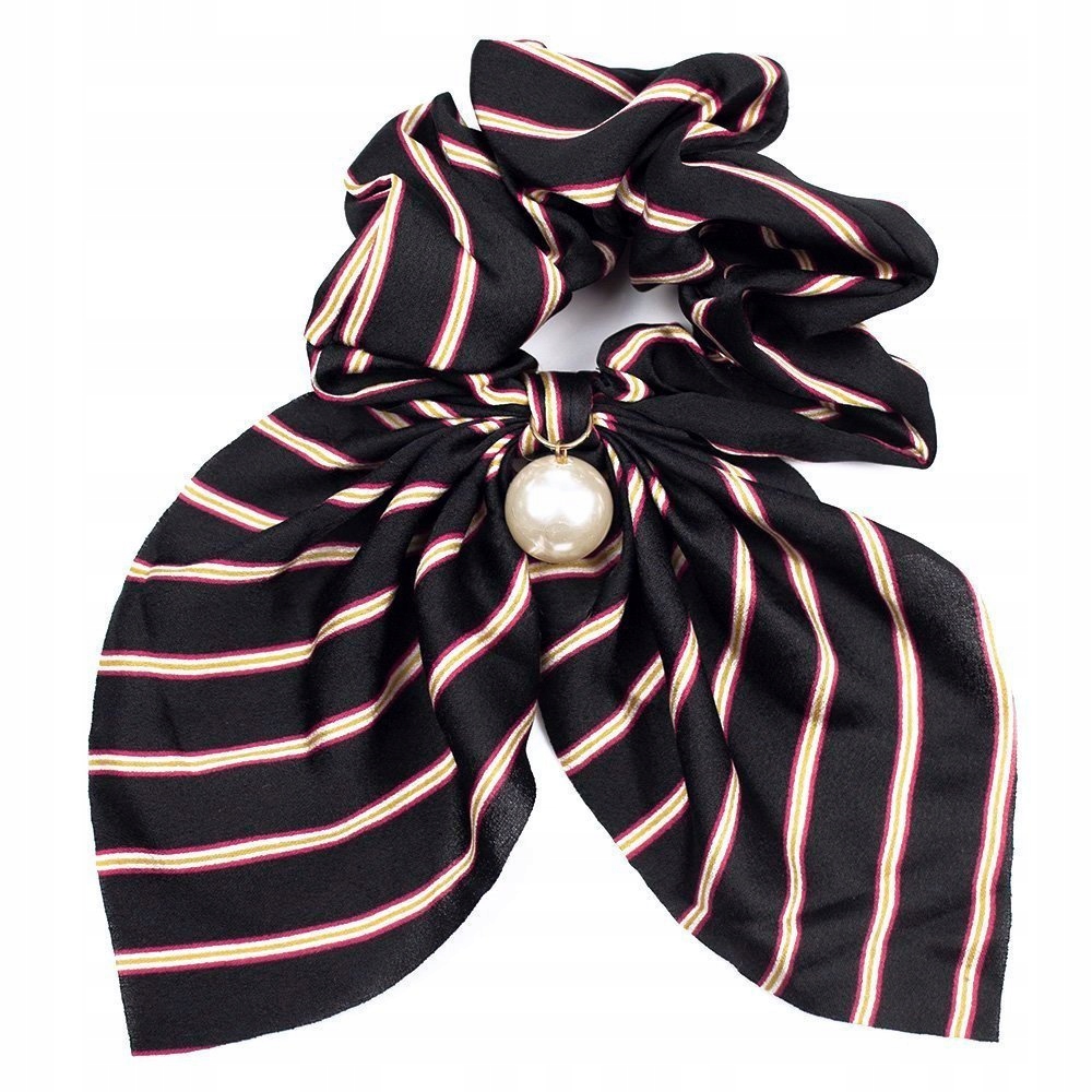 

Gumka Do Włosów apaszka Scrunchie paski Czarna