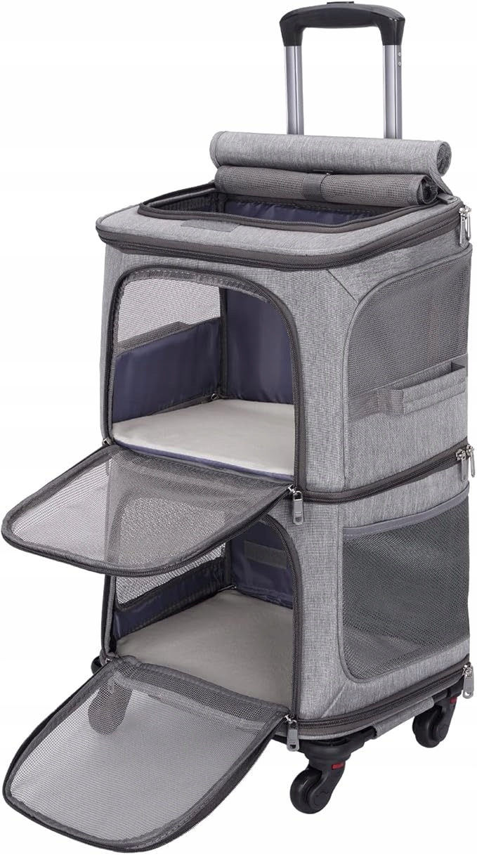 Levně Dvojité nosítko pro kočky s odnímatelnými kolečky 55 x 37 x 28,5