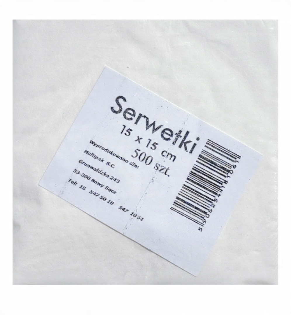 

Serwetki jednorazowe gastronomiczne 15x15 500szt
