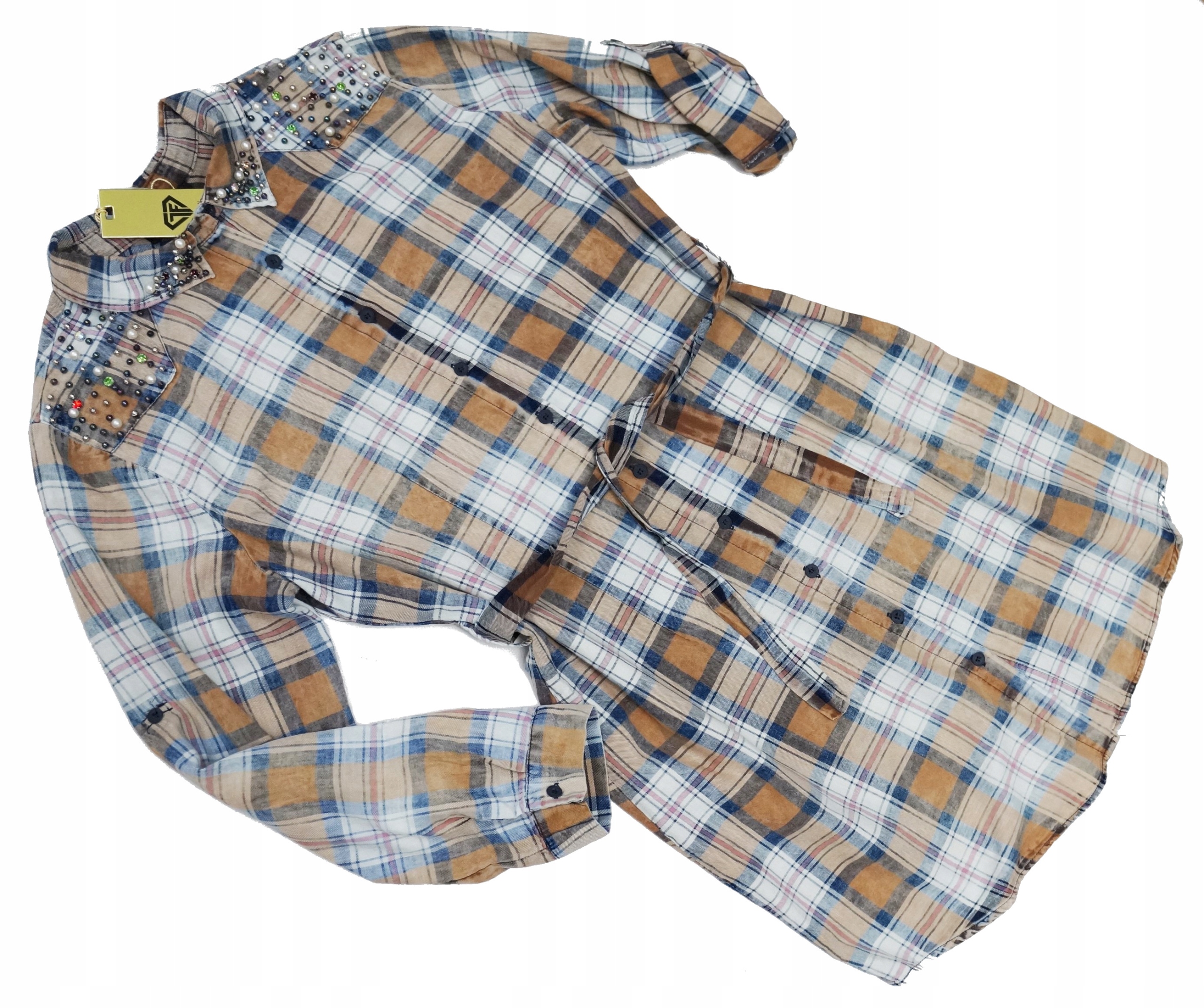 Dlouhá Bižuterní Košile Šaty 44