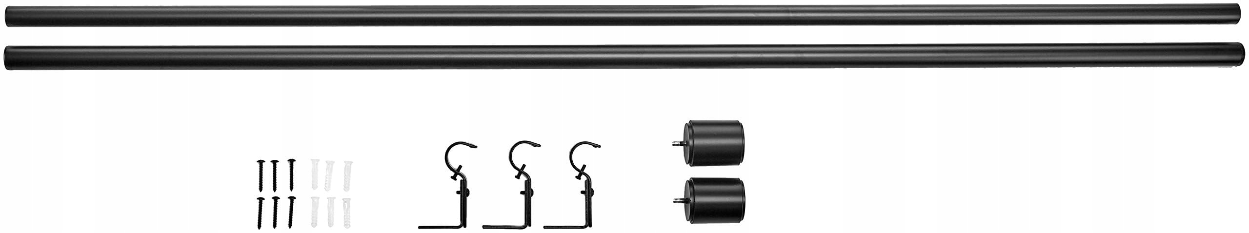 AMAZON BASICS Rozsuwany Karnisz Z Końcówkami 19mm 91-183cm Czarny — miniatura 4