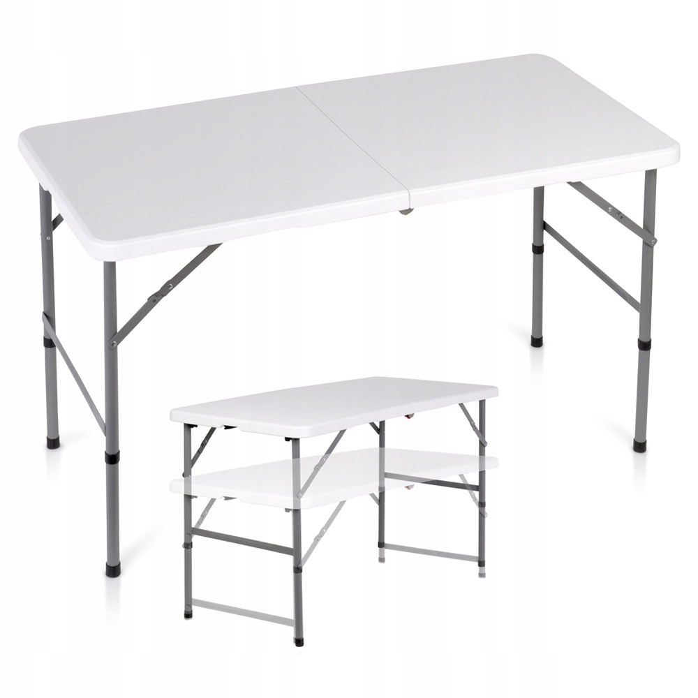 Stół cateringowy składany stalowy biały 2w1 120x60x49/73,5 cm
