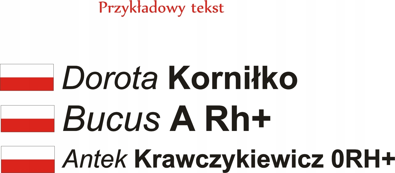 Naklejka flaga rower imię nazwisko pseudonim Cechy dodatkowe brak