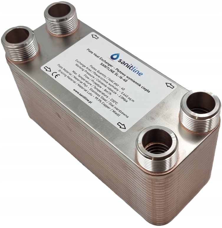 WYMIENNIK CIEPŁA SANITLINE 40 PŁYTOWY MOC 50kW 4x 1" Stan opakowania oryginalne
