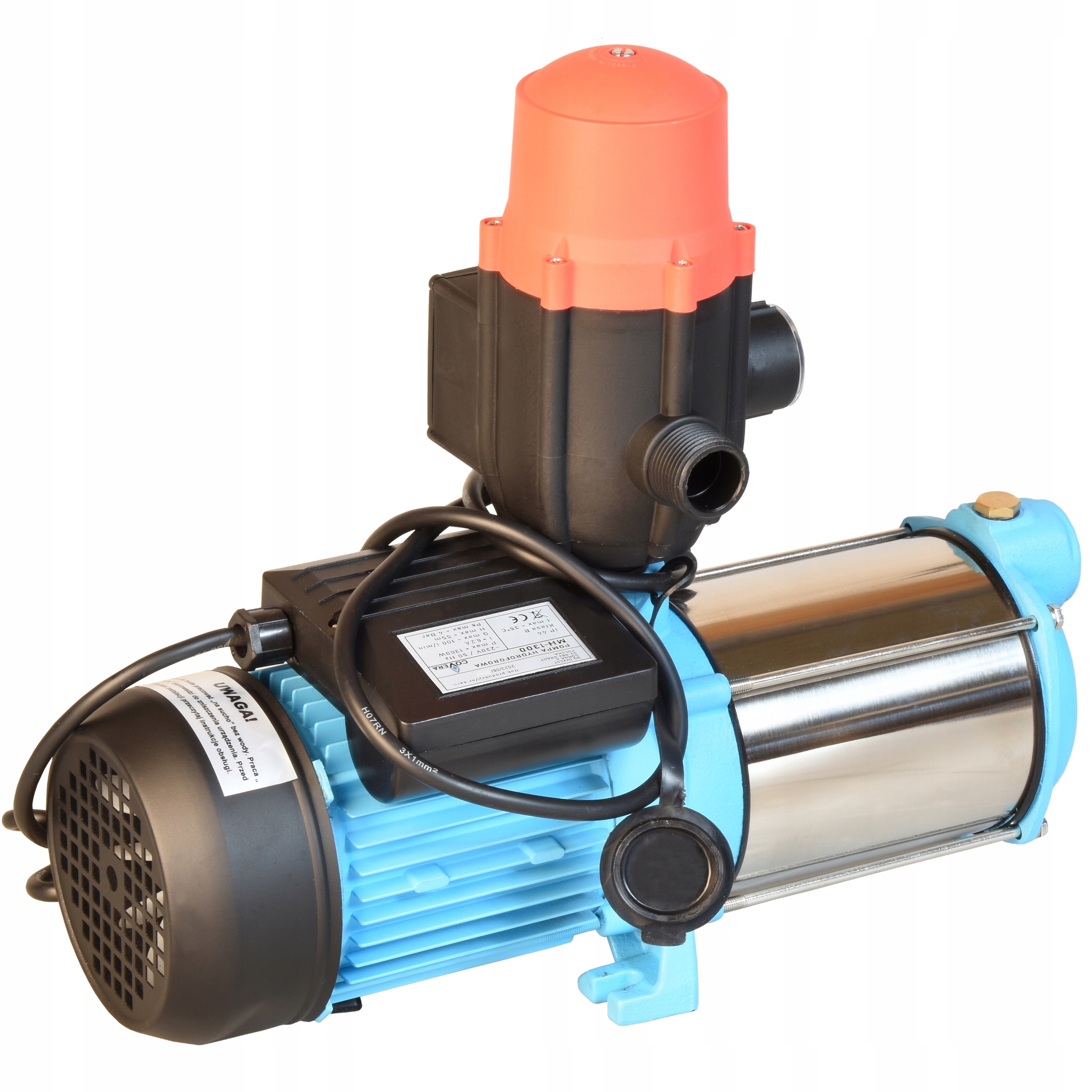 HYDROFOR BEZZBIORNIKOWY MH 1300 POMPA HYDROFOROWA DO WODY Z AUTOMATEM BRIO Moc silnika 1300 W