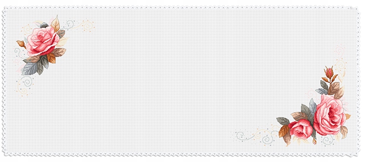 Křížková výšivka Vyšívací sada Vintage růžový běhoun