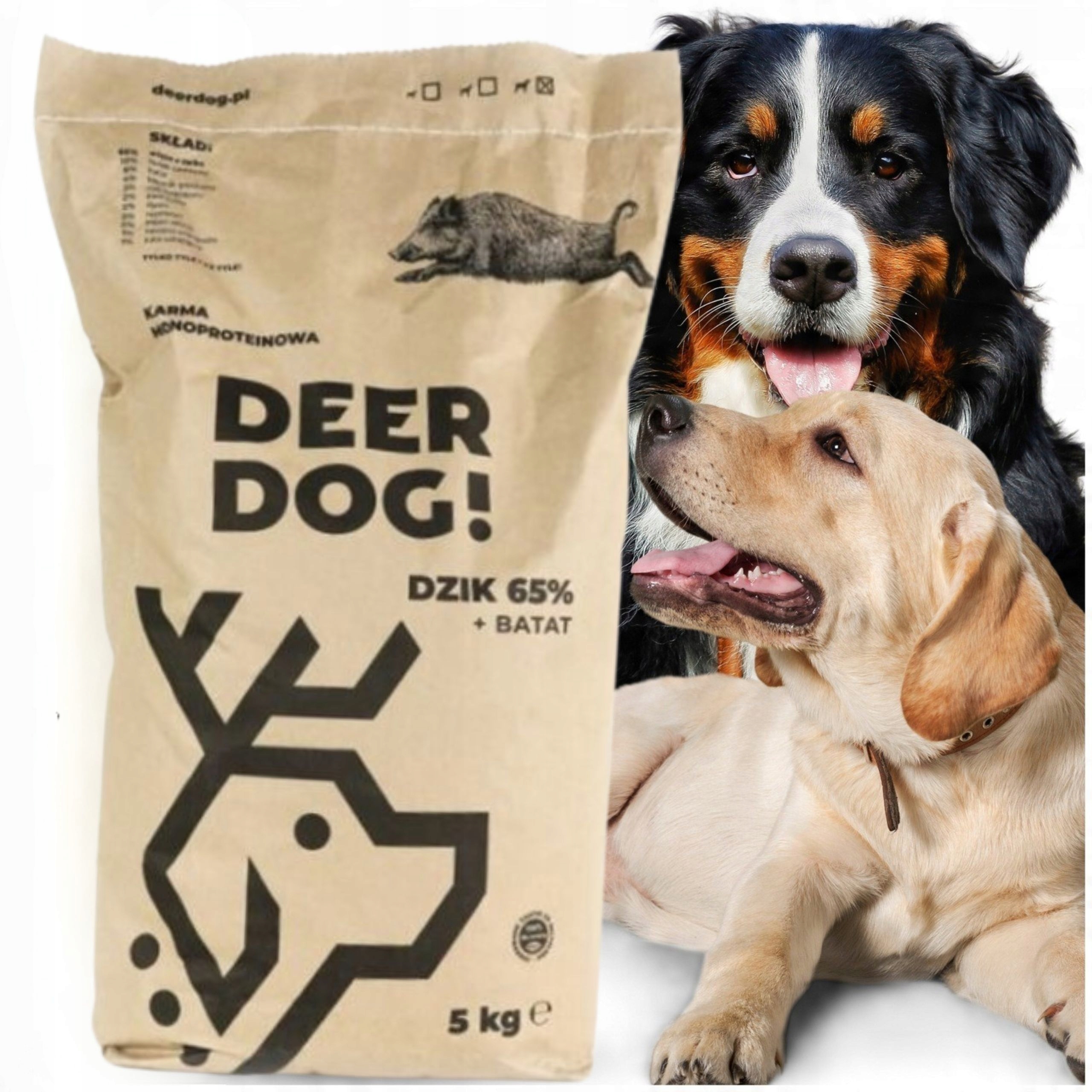 Levně Suché krmivo pro psy Deer Dog Kančí maso s batáty 5 kg velká plemena, hypoalergenní