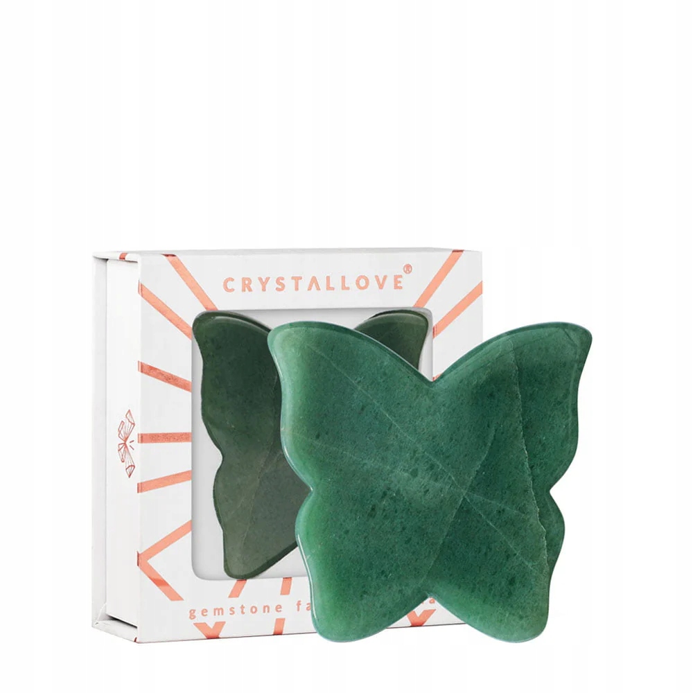Crystallove Destička Motýlek na masáž obličeje gua sha z aventurínu