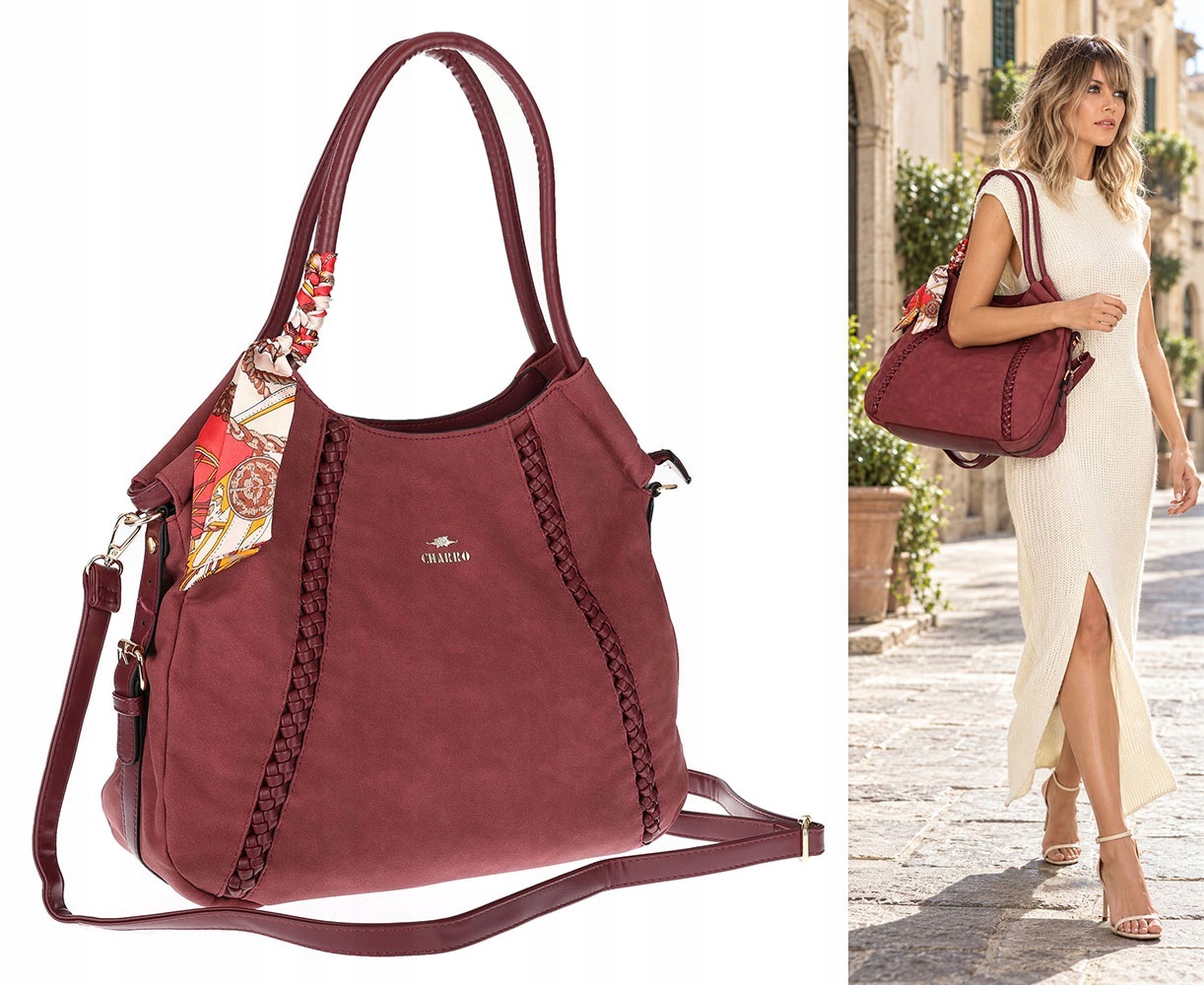 Dámská kabelka shopper italská značka Charro prostorná CH3310 Bordó