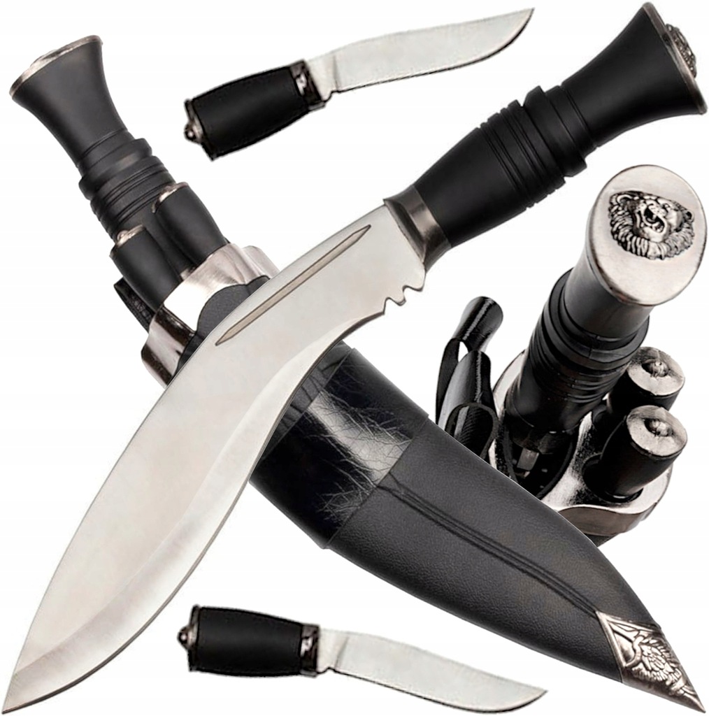 Bsh Kukri Velká mačeta Nůž se dvěma noži pevné pouzdro 30 cm