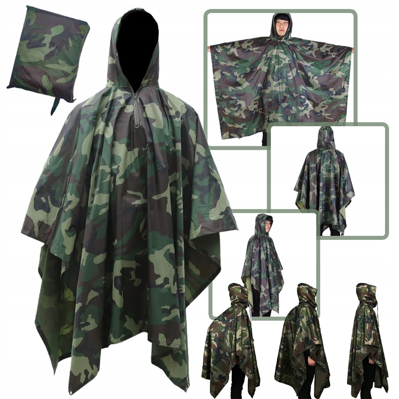 Płaszcz Przeciwdeszczowy 3w1: Lekki, Odporny na Rozdarcia, Wodoodporny PU5000+ mm, Przenośny