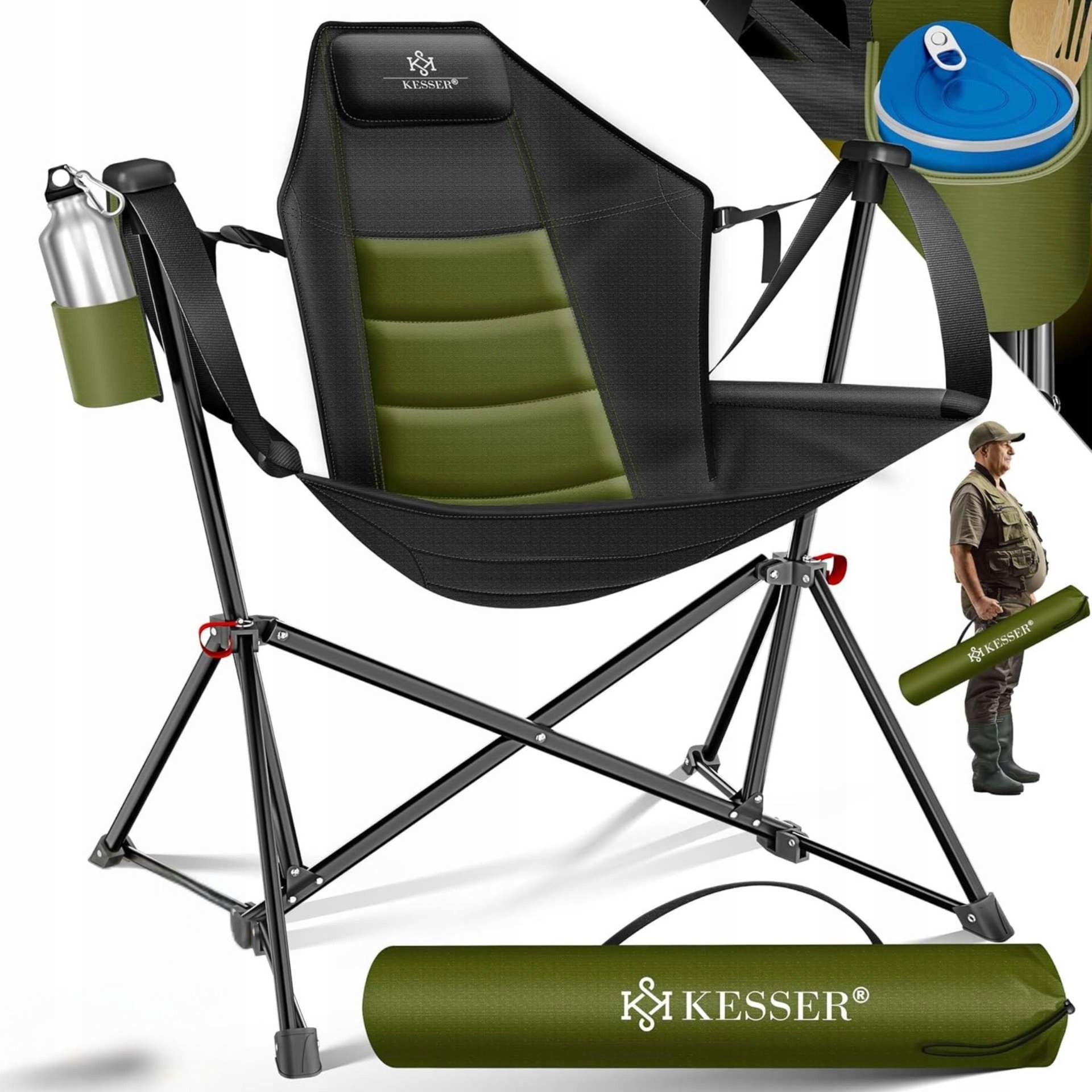 Krzesło Kempingowe XXL Składane Turystyczne Wędkarskie Do 160Kg