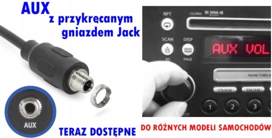 AUX gniazdo JACK Carminat Adapter RENAULT 15903 Marka kawu