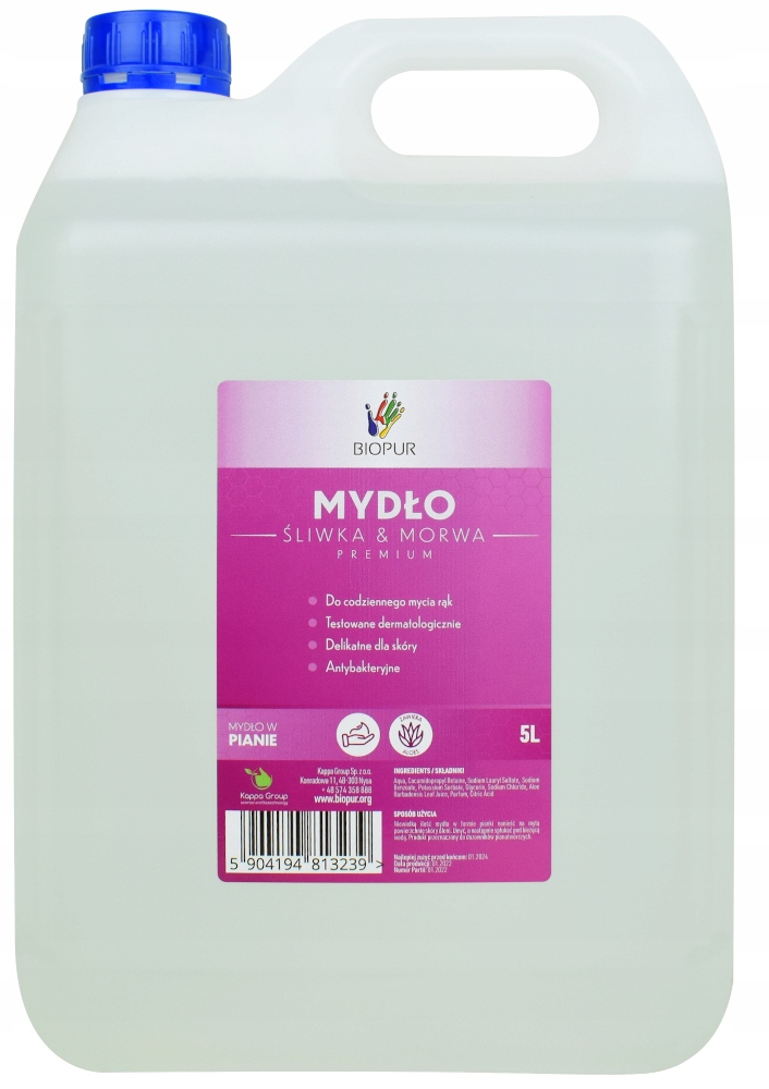 

Mydło w pianie Biopur śliwka i morwa z aloesem 5L