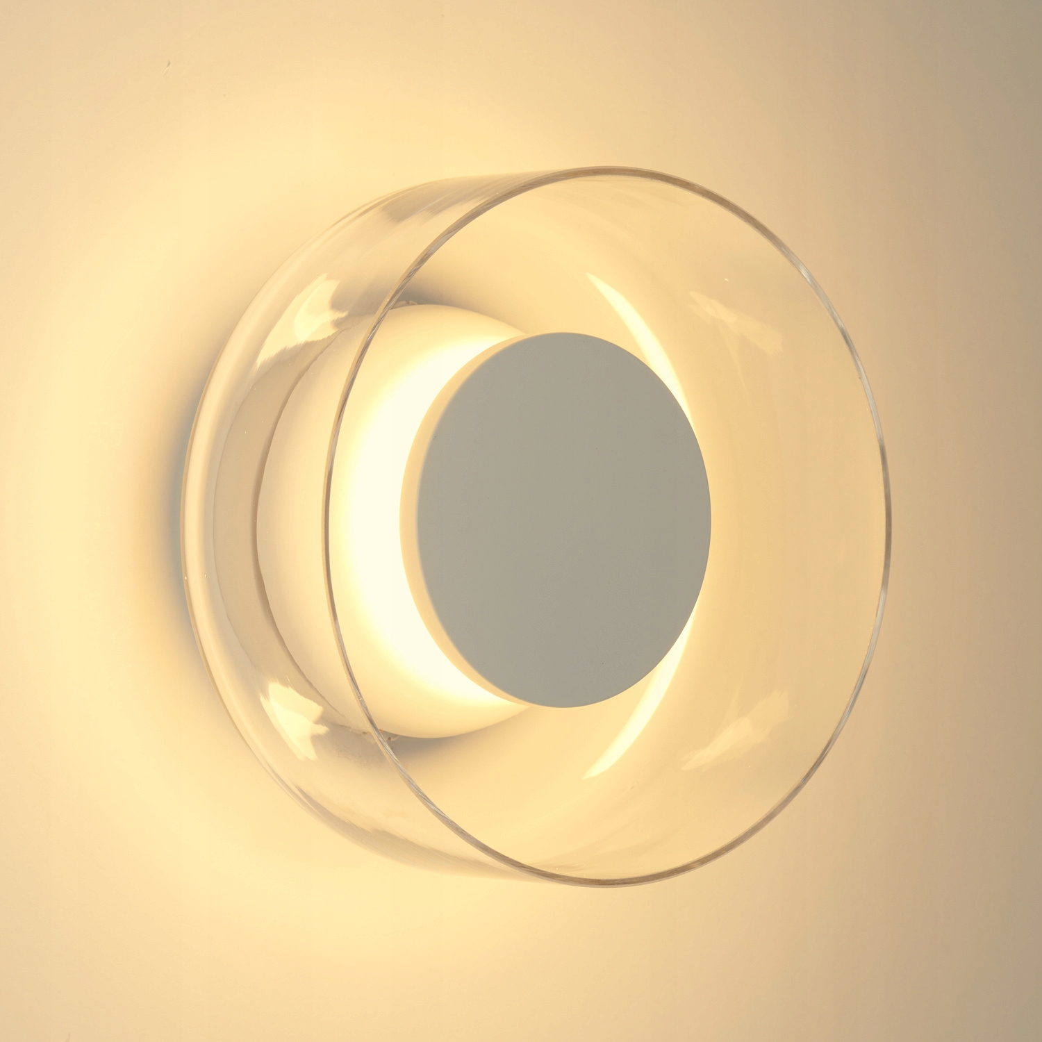 Biela moderná okrúhla nástenná lampa Donut sklenená Led do chodby spálne