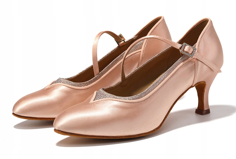 Buty Do Tańca Taneczne Do Standardu Satynowe Kryte Różowe 6,5cm Rozmiar 36