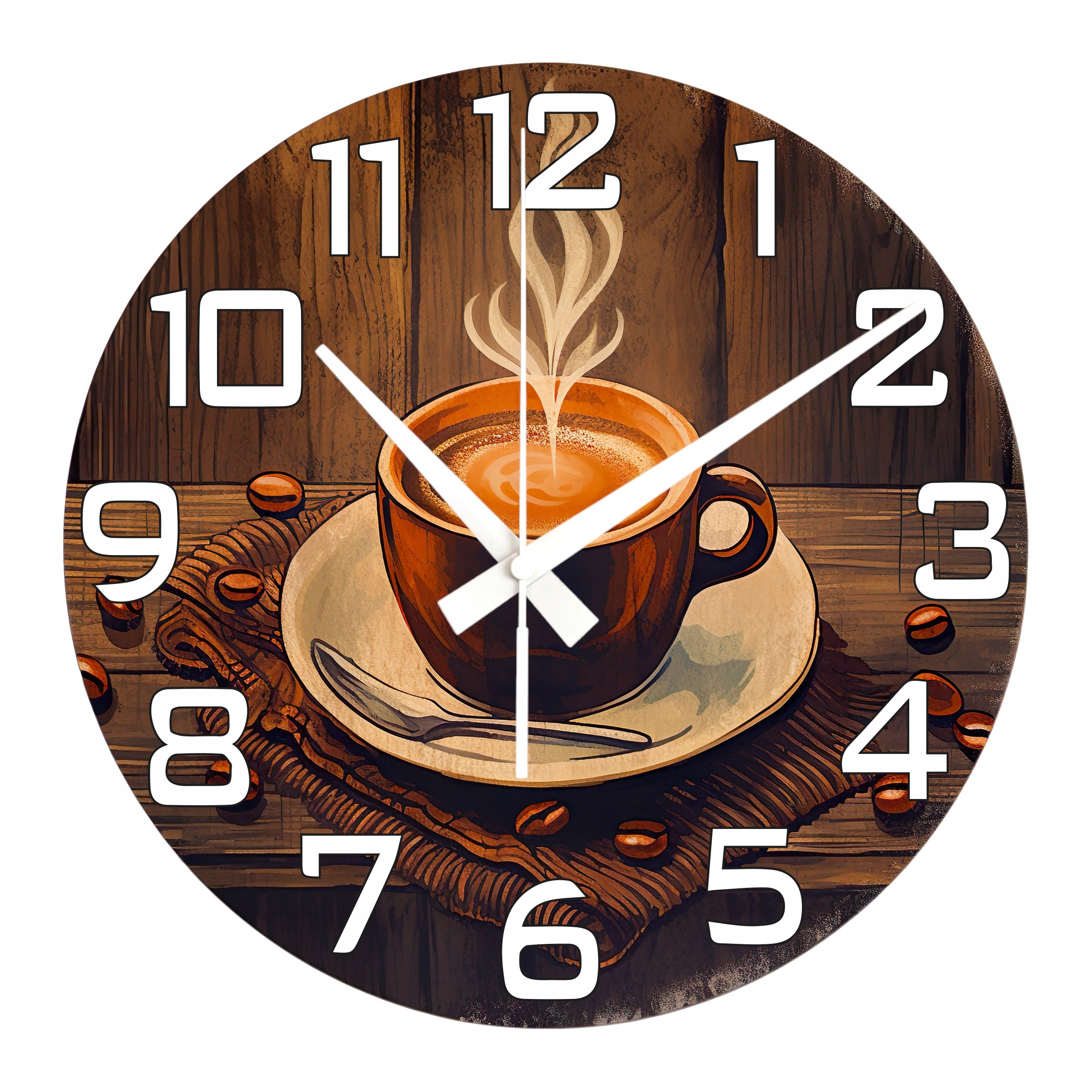 Dekoarční hodiny Káva Retro Look Krásný Dárek Velké Hodiny 45 cm