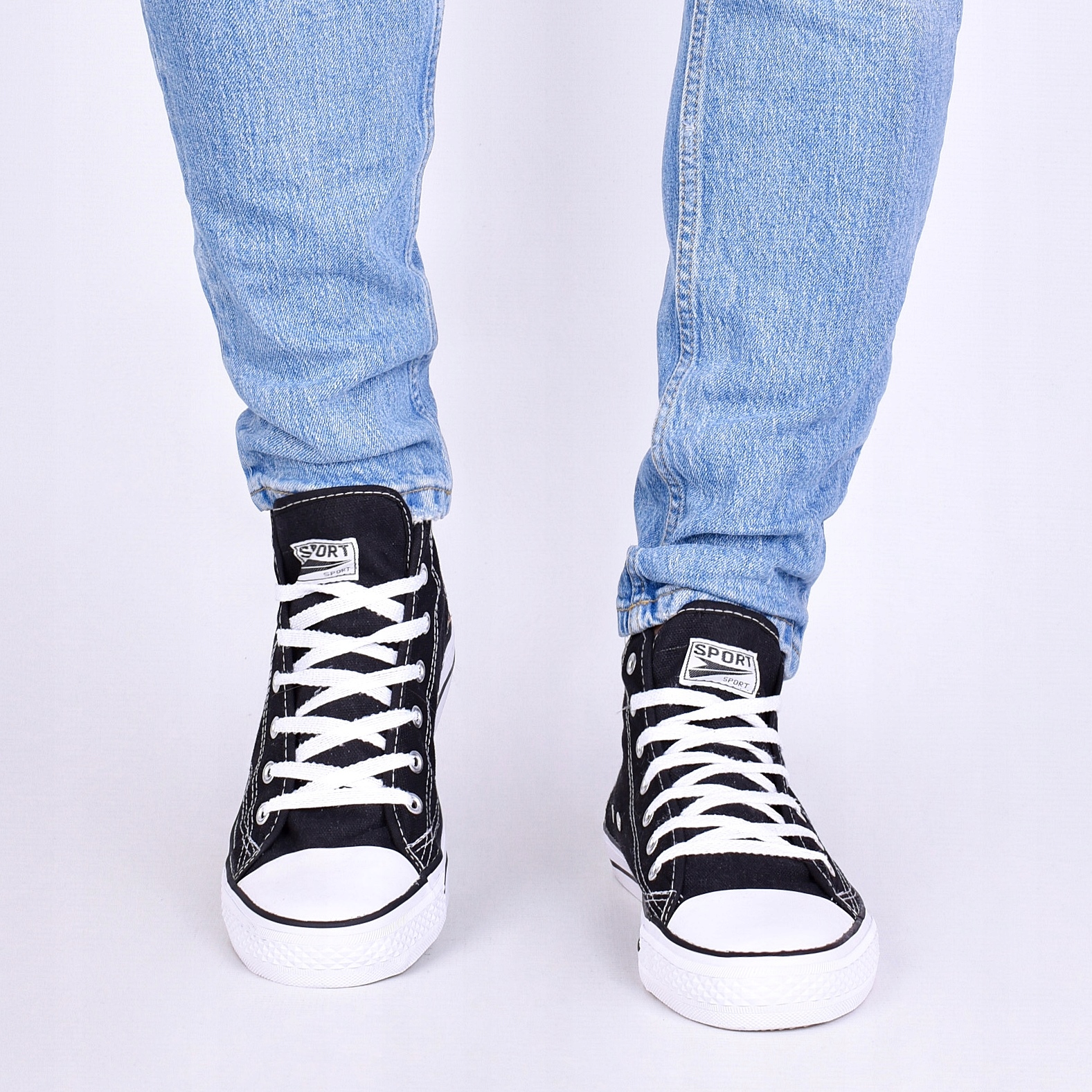 MĘSKIE TRAMPKI WYSOKIE TENISÓWKI KLASYCZNE BUTY MODNE ZA KOSTKĘ Rozmiar 45