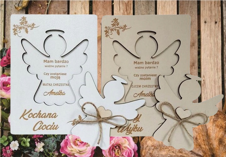 Czy zostaniesz moją CHRZESTNĄ CHRZESTNYM * ANIOŁEK Szerokość produktu 13 cm