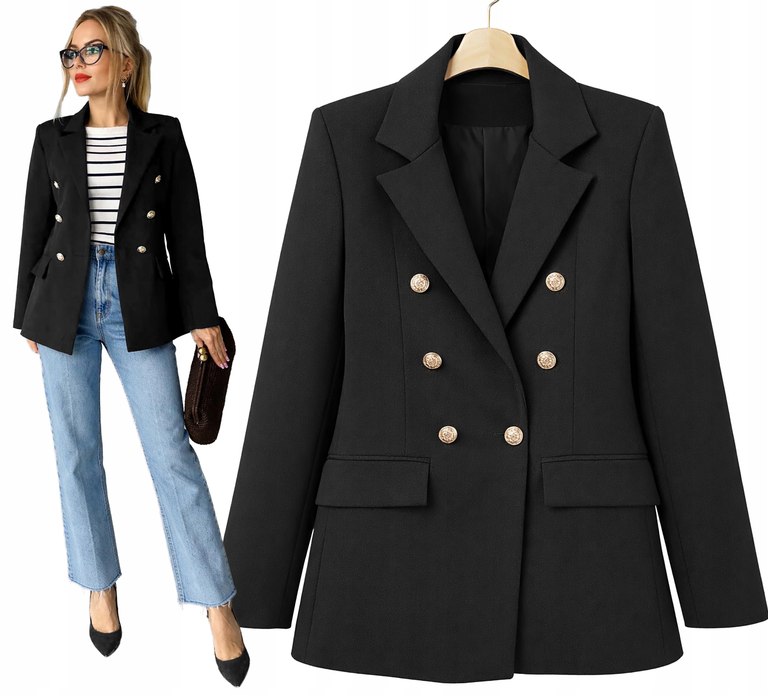 Elegantní Sako dámské Sako dvouřadé zlaté knoflíky S Olimpia