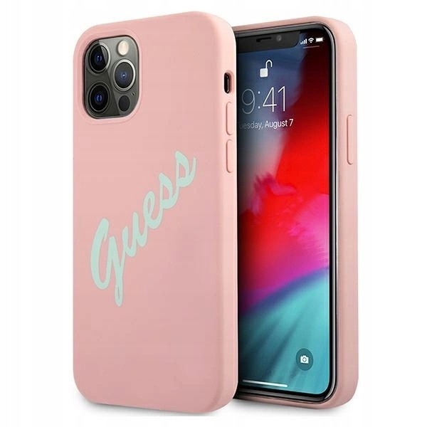 Etui Guess Silicone Vintage na iPhone 12 Pro Max różowo-zielone