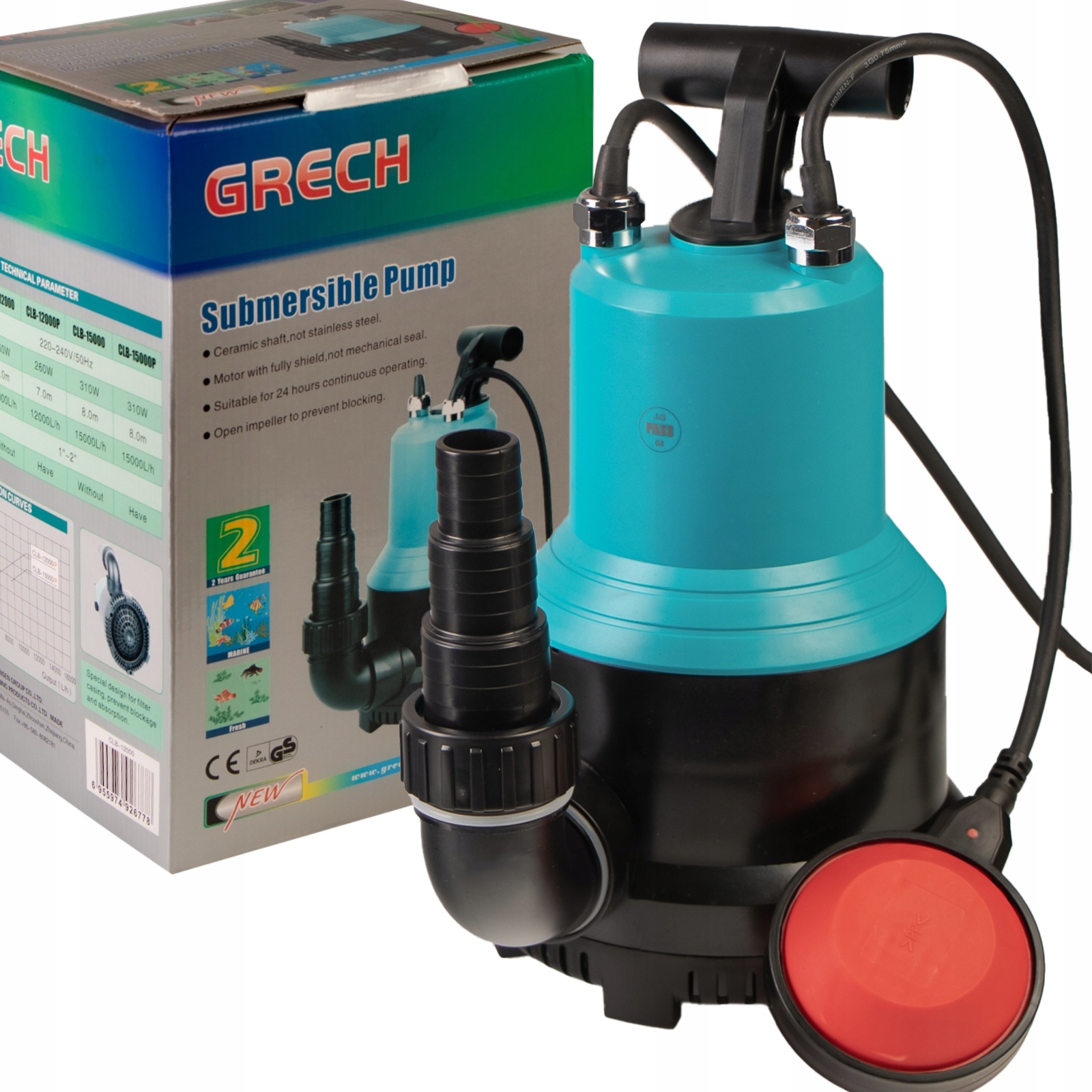 Levně Sunsun CLB-15000 – Výkonná Vodní Pumpa S Plovákem Zapnuto/vypnuto, 15000 L/h, 8 M