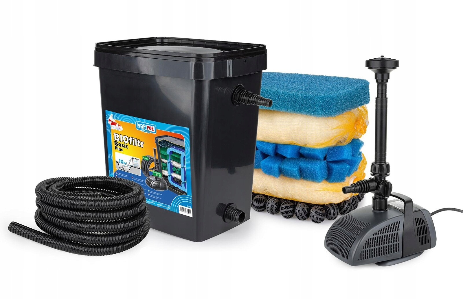 Biofiltr stawowy Basic Plus Happet 33L pompa 2000 l/h oczko 10000L koi
