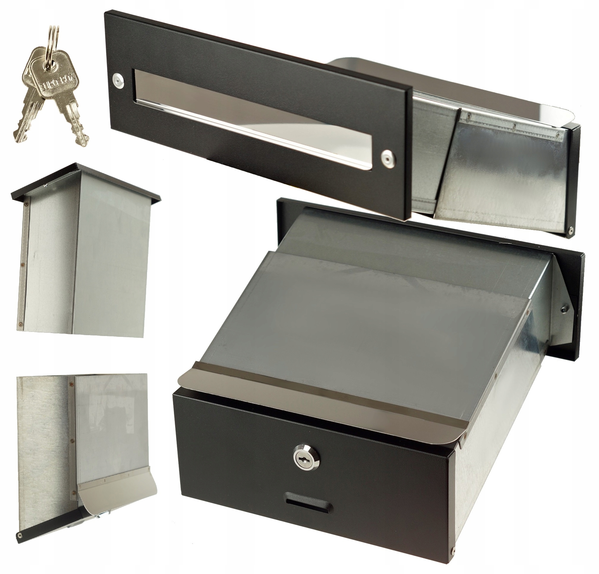 Poštovní Schránka Pro Zazdění Průchozí Nerezová Inox Černá 160-295 MM