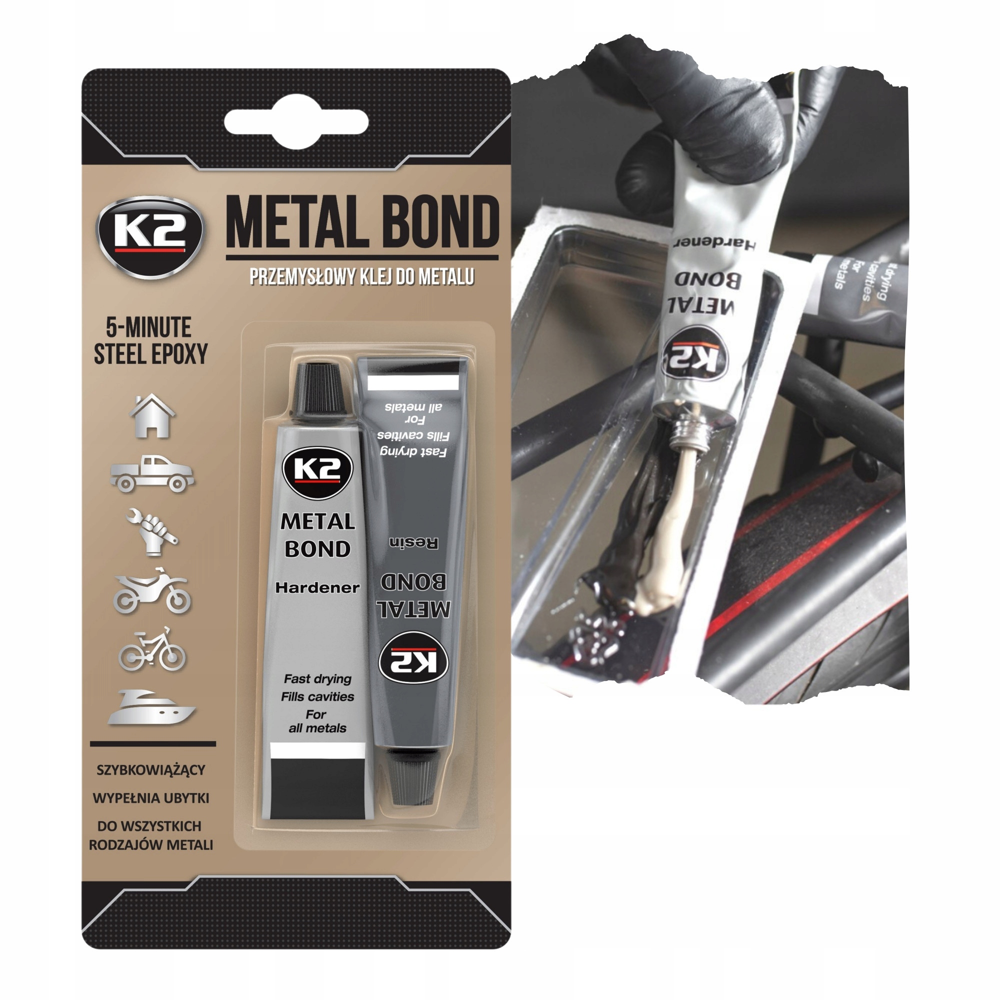 Mocny Przemysłowy Klej K2 Metal Bond 56G Do Spawania Metalu Na Zimno B116N