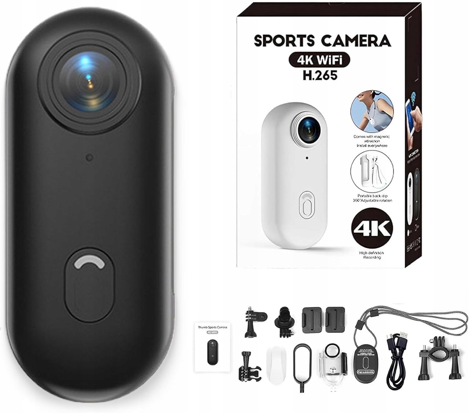 Mini športová kamera s WiFi 4K Uhd Uhol 140°Prenosná Vodotesná Sada
