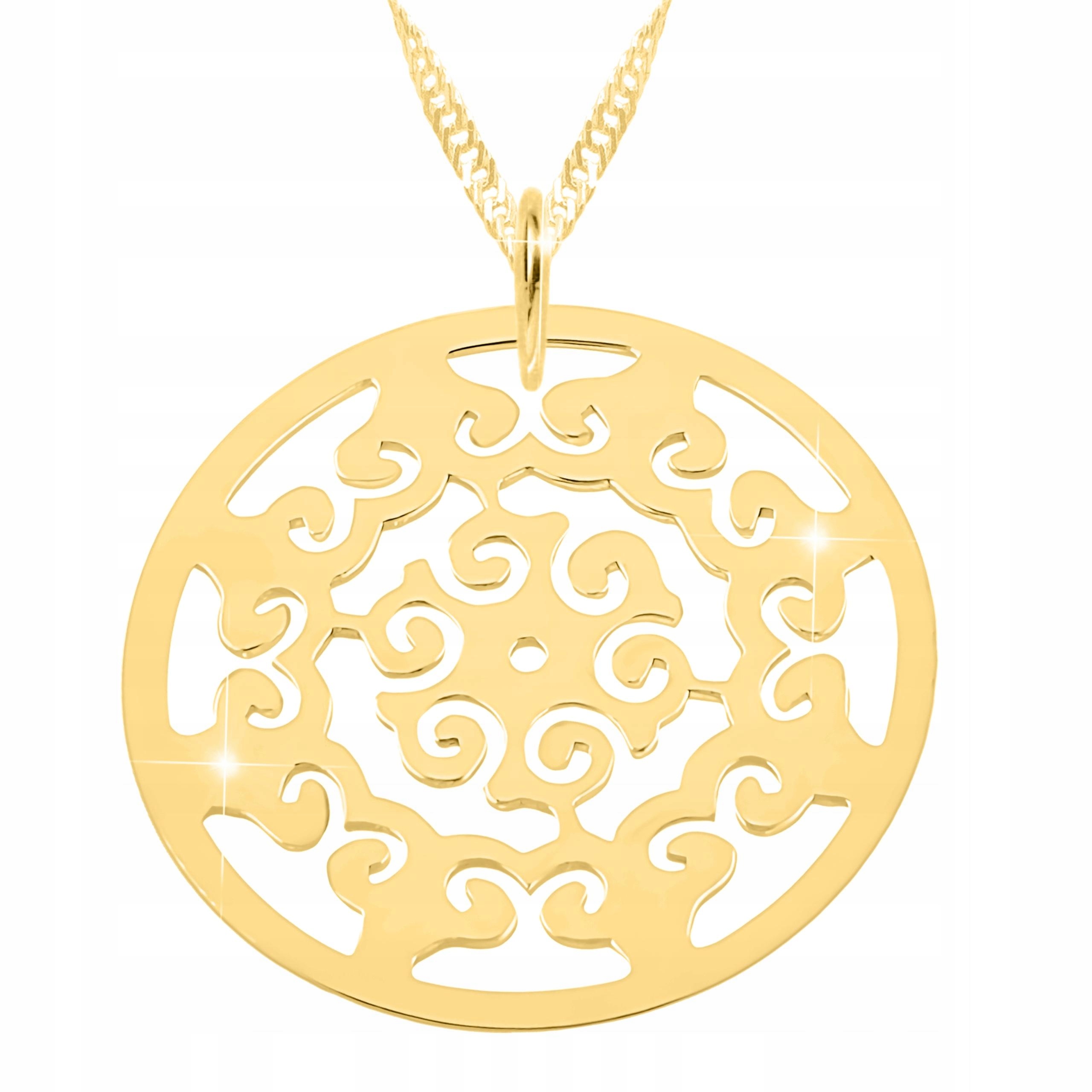 Zlatý ozdobný náhrdelník s rozetou a ažurovou růžicí Stříbro 925