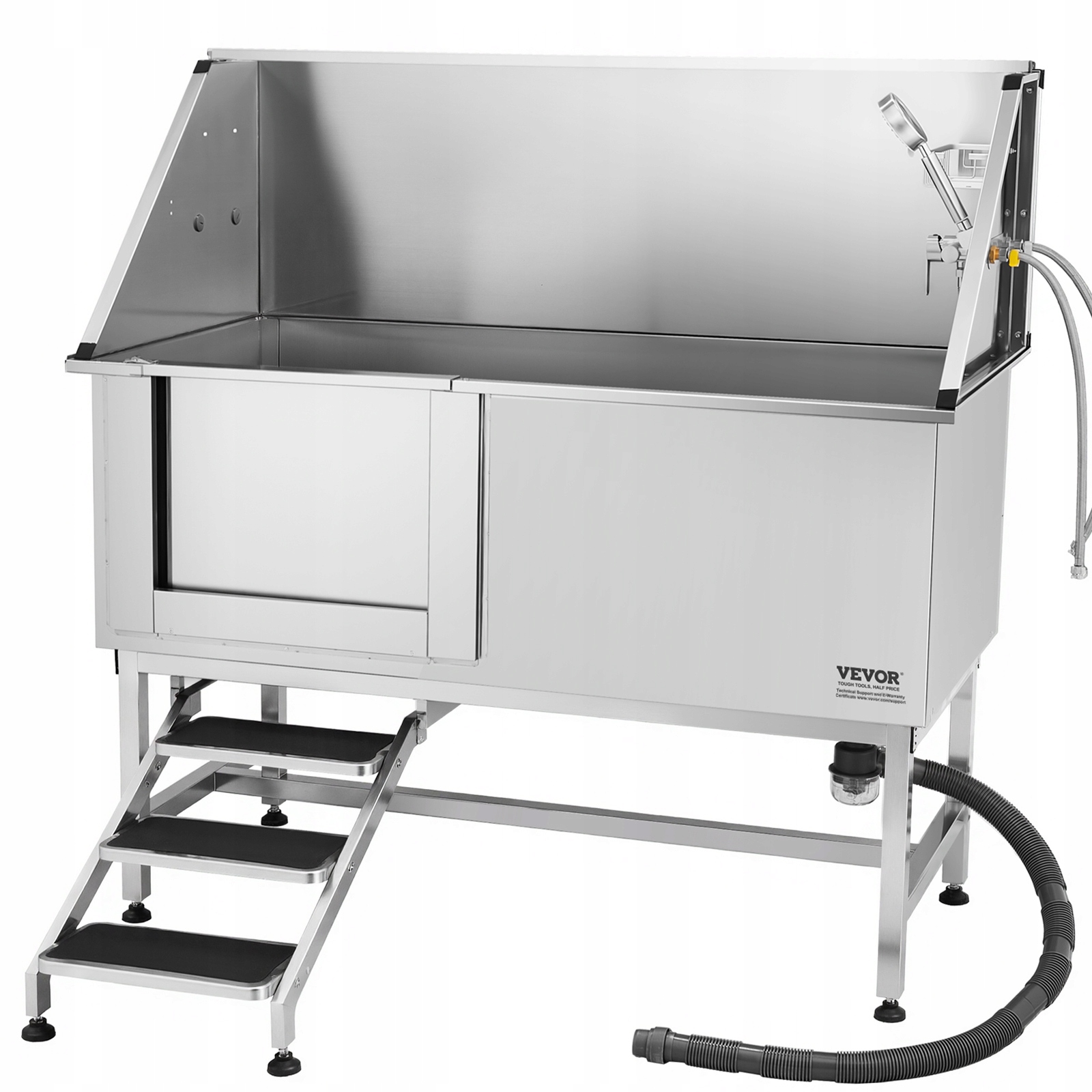 Levně Vana pro zvířata 150x70x149,5 cm se schůdky a filtrem vody, levé dveře