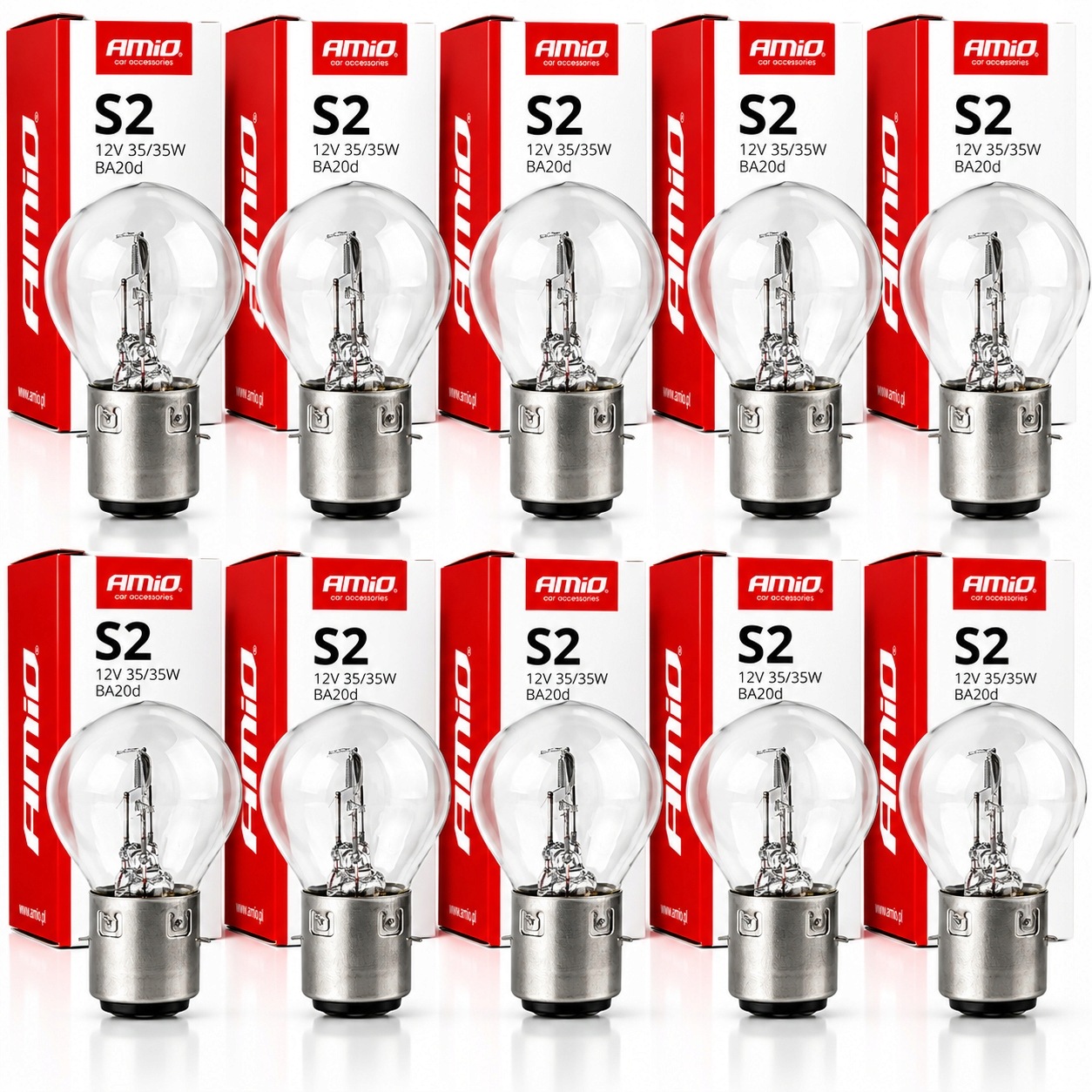 10x Żarówka Halogenowa BA20d 12V S2 35/35W Motocyklowa Zestaw 10 Sztuk