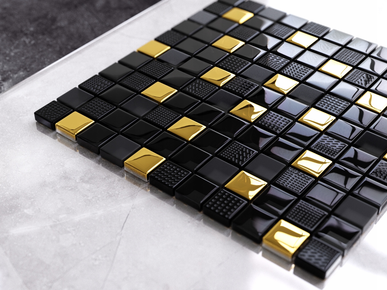 MOZAIKA SZKLANA VOLCANO GOLD ZŁOTA CHROM CZARNA Kod producenta MS229