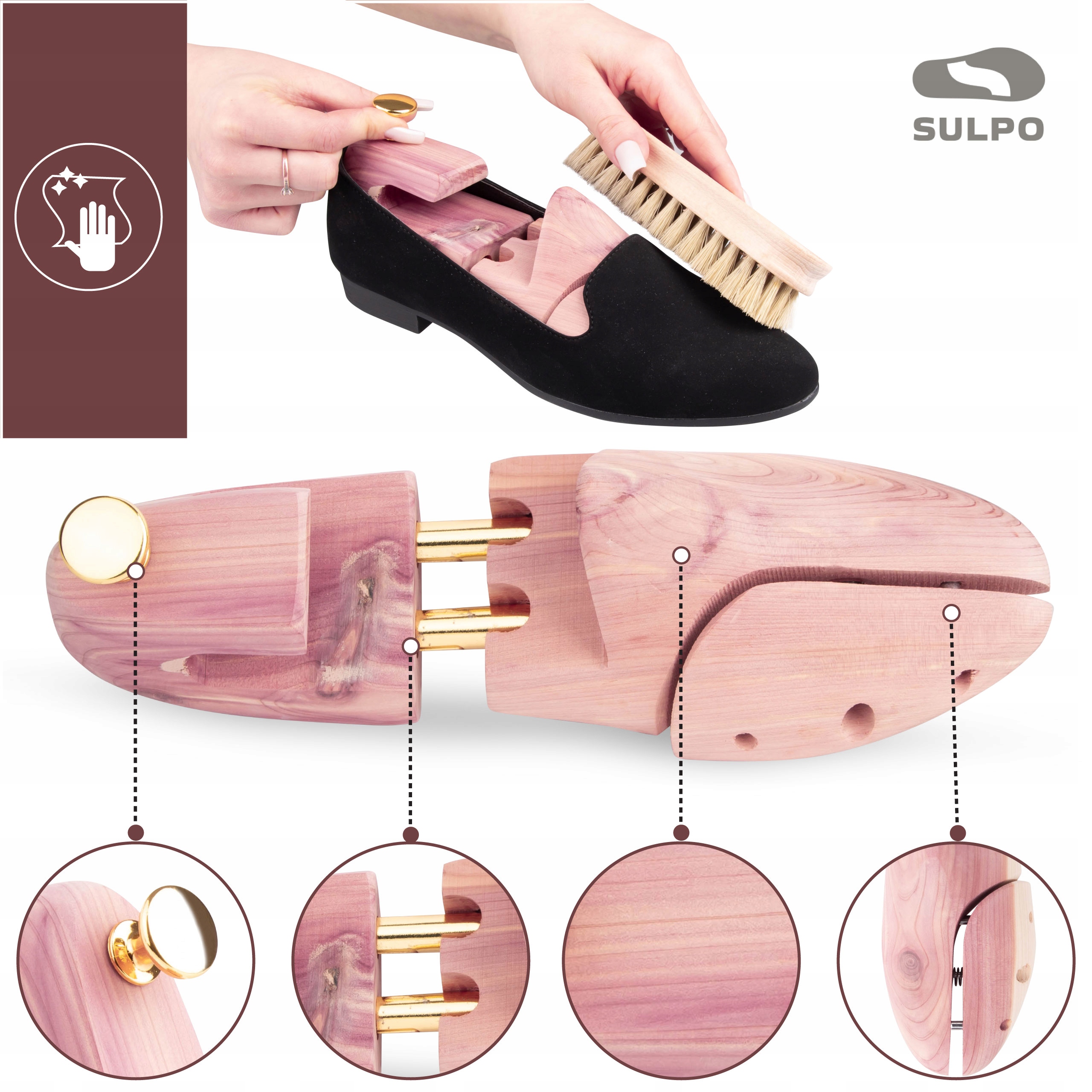 Eleganckie prawidła cedrowe do butów z łyżką do butów rozm. 43-44 Płeć uniseks