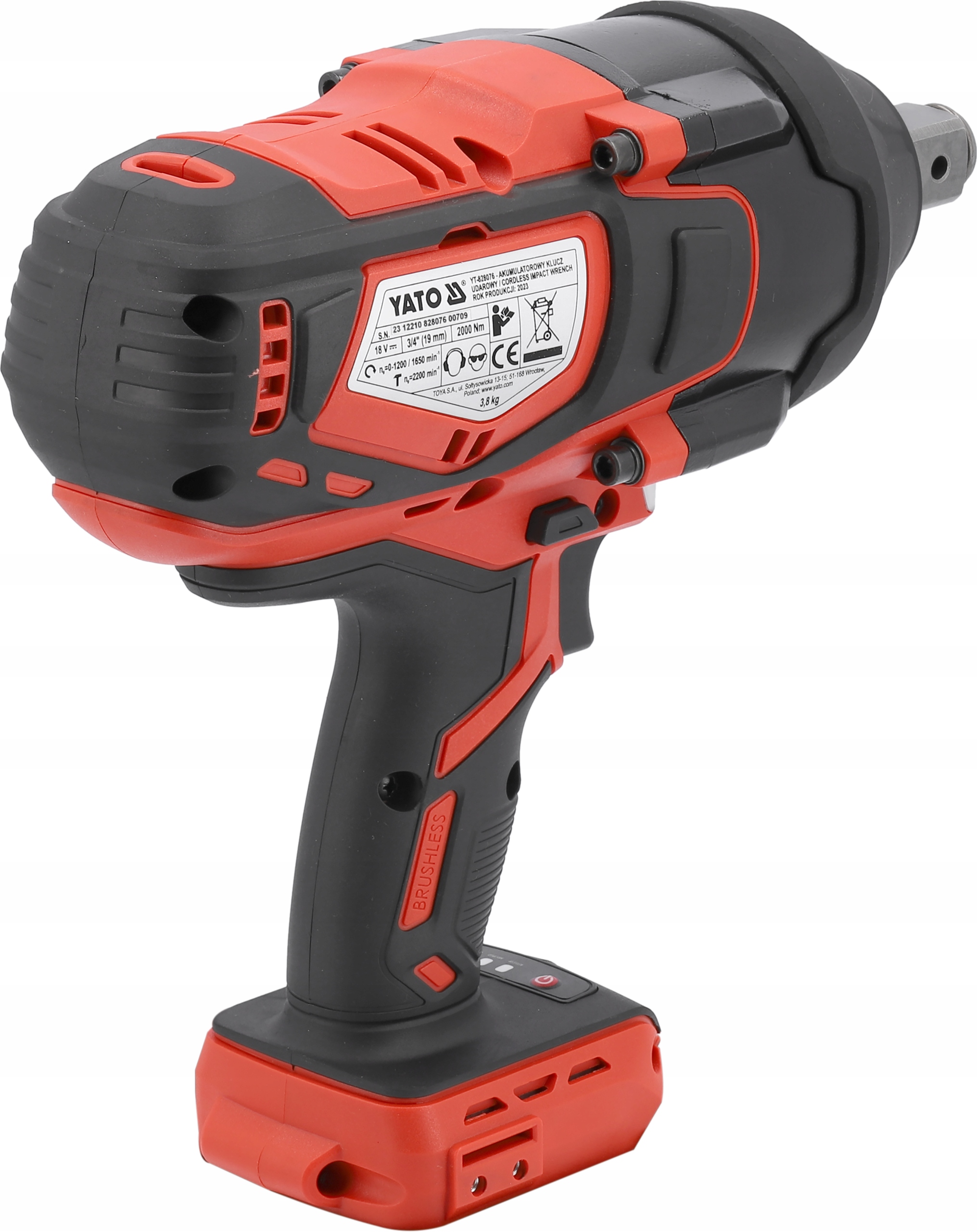 YATO KLUCZ UDAROWY AKUMULATOROWY 18V 3/4'' 2000NM ADAPTER 1/2'' KORPUS Marka Yato