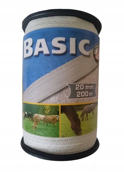 

Taśma do ogrodzeń Basic 20mm 200mb biała pastuch