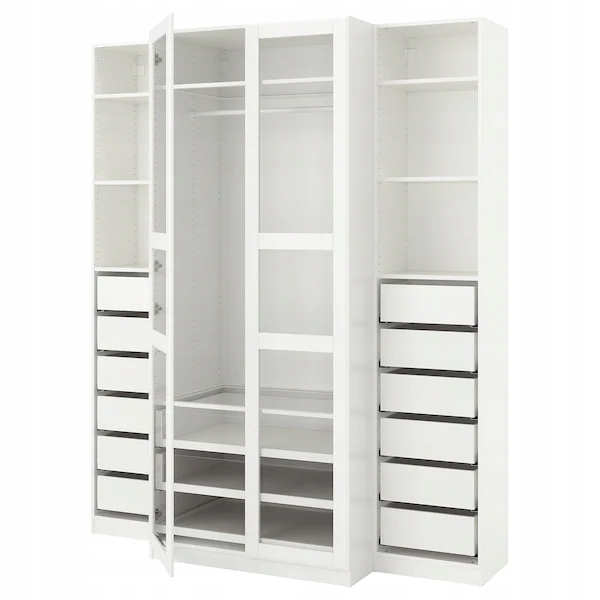 Ikea Pax Szafa biały Tyssedal szkło 200x60x236 cm
