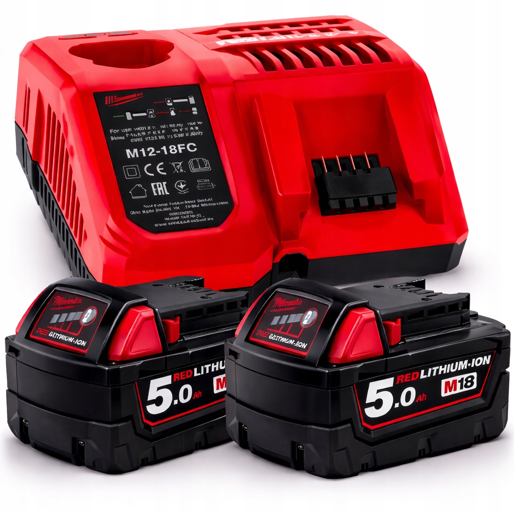 Milwaukee M18 NRG-502 2x Akumulator 5.0Ah Szybka Ładowarka M12-18FC