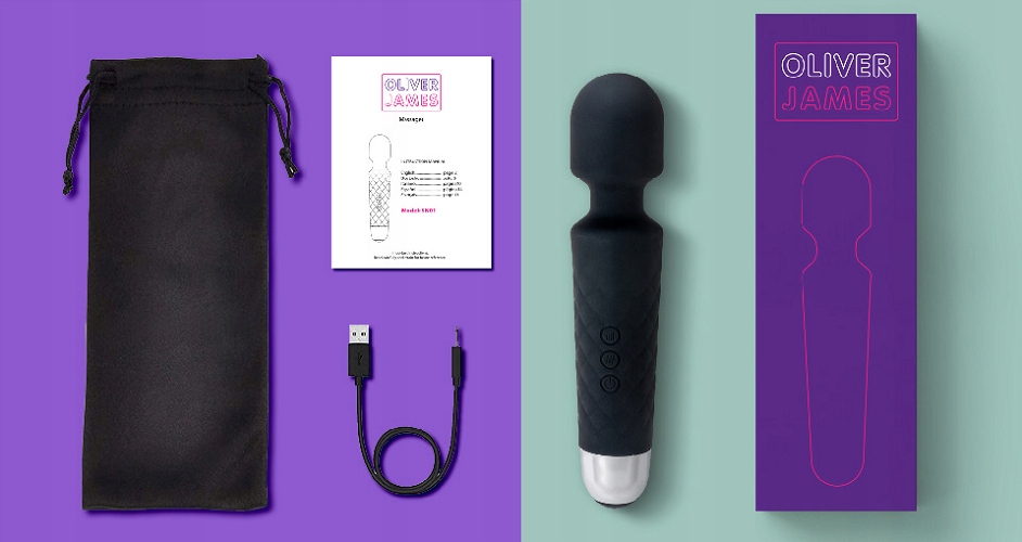 Masażer łechtaczki WAND czarny - OLIVER JAMES SN01 Zasilanie akumulatorowe