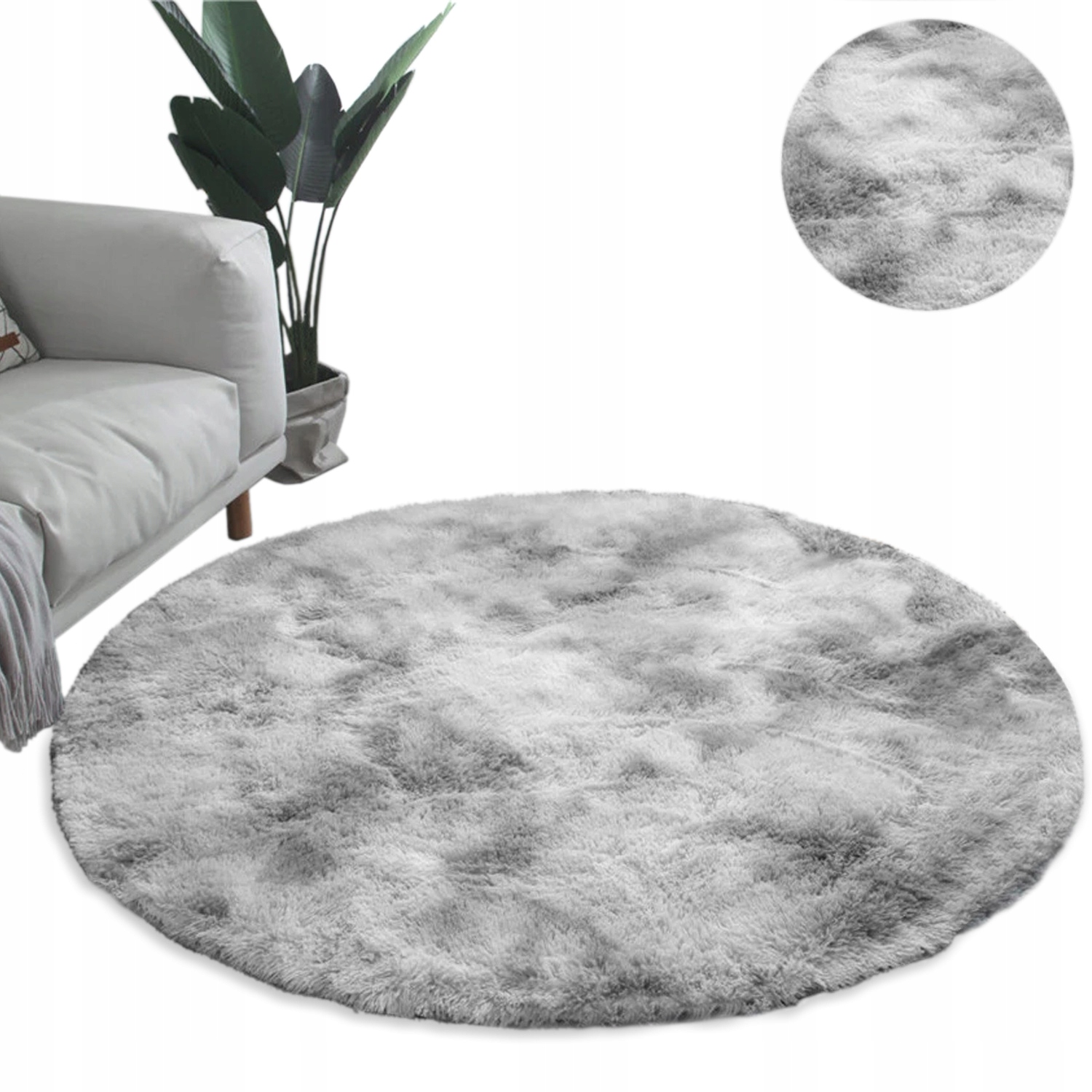 

Okrągły dywan Shaggy Ombre pluszowy miękki 140