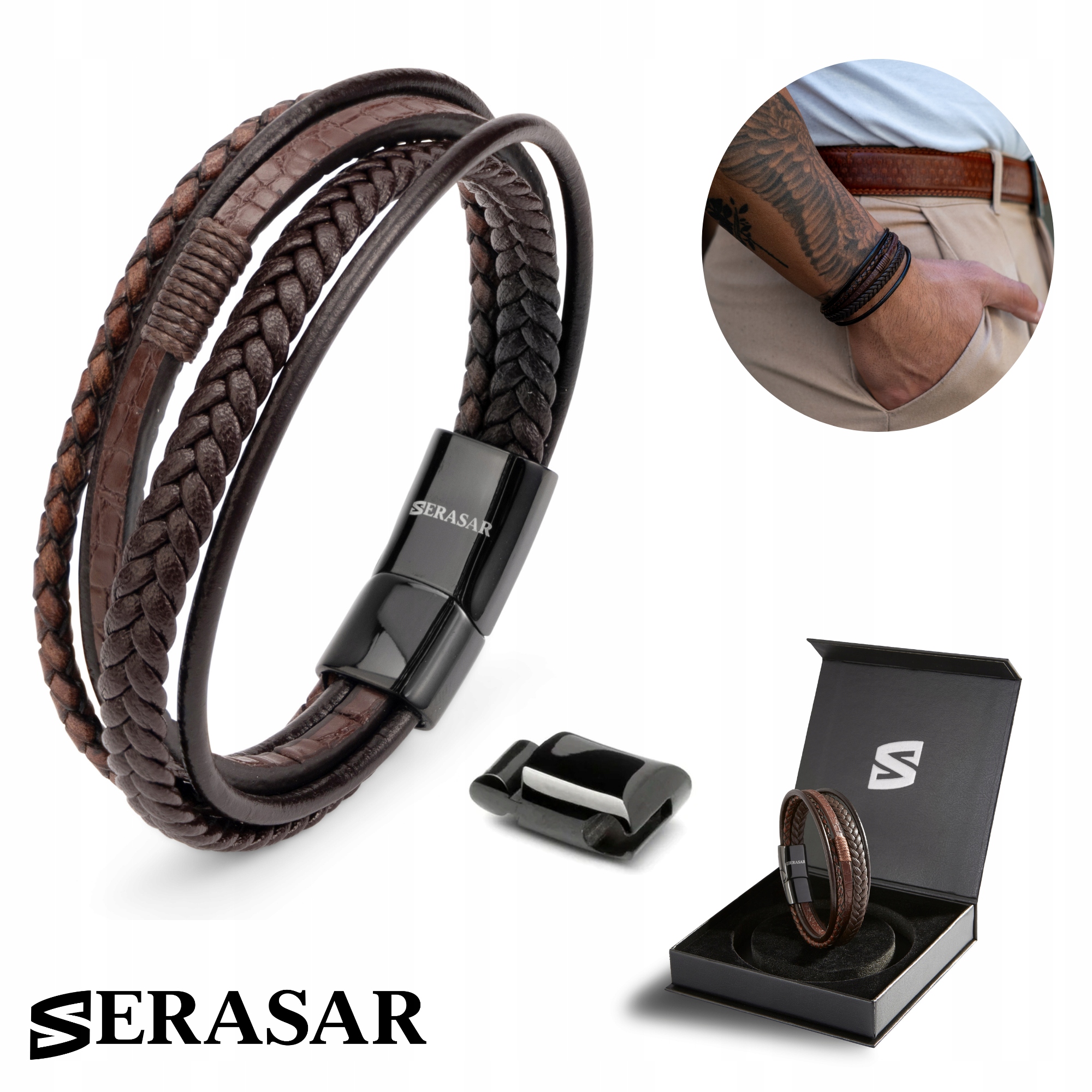 Pánský kožený náramek [Wild] hnědý